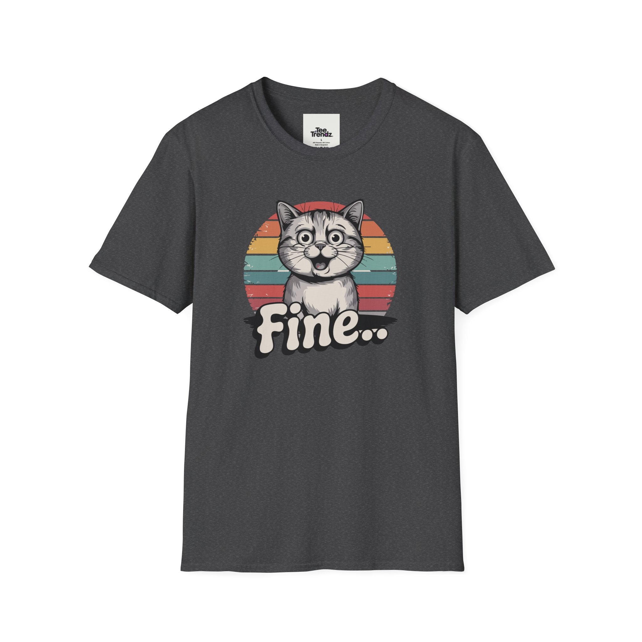 Fine… Cat T-Shirt — Retro Striped Cute Kitty Graphic Tee