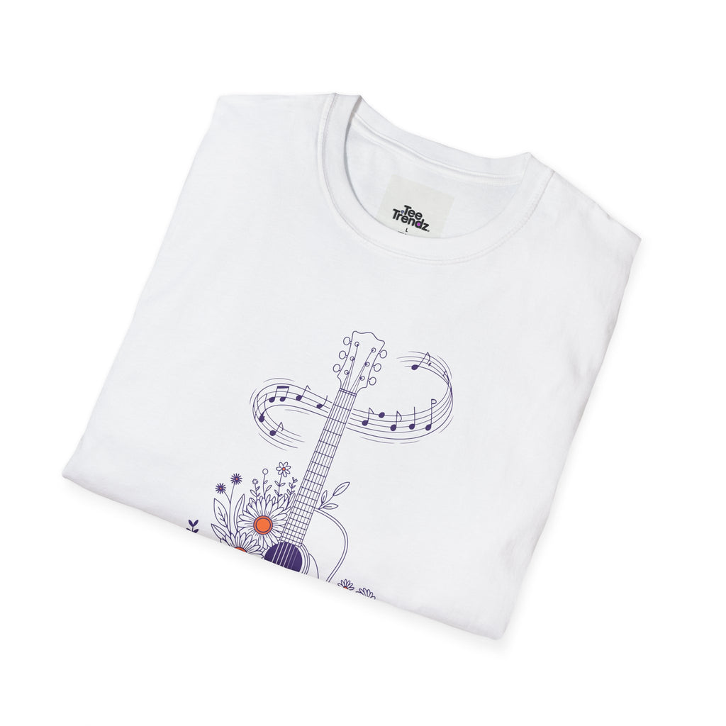 Acoustic Floral Guitar T-Shirt — 'A Heartwide Water I...' Music Tee for Songwriters & Folk Lovers