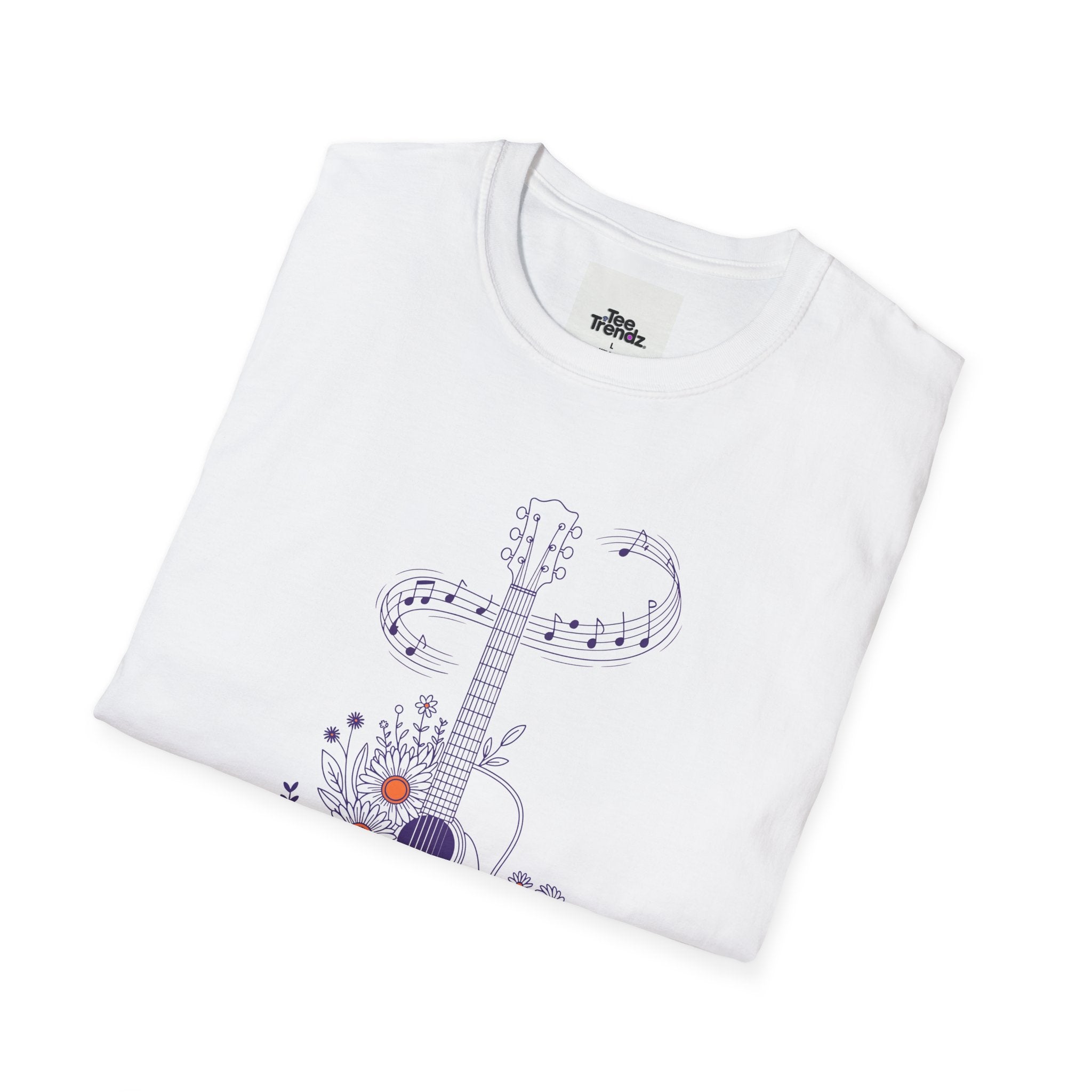 Acoustic Floral Guitar T-Shirt — 'A Heartwide Water I...' Music Tee for Songwriters & Folk Lovers