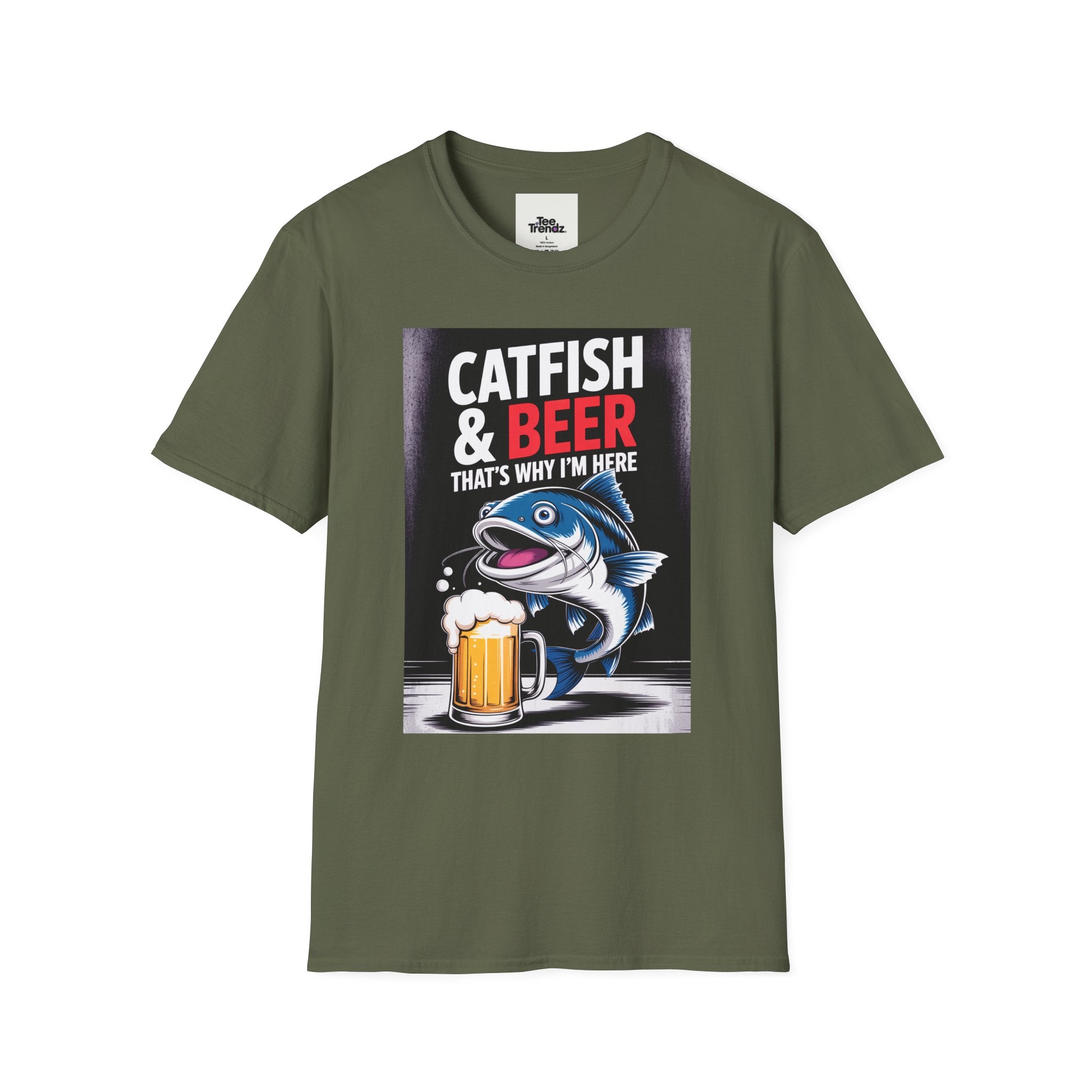 Catfish & Beer T-Shirt — Funny Fishing Shirt with Beer Graphic