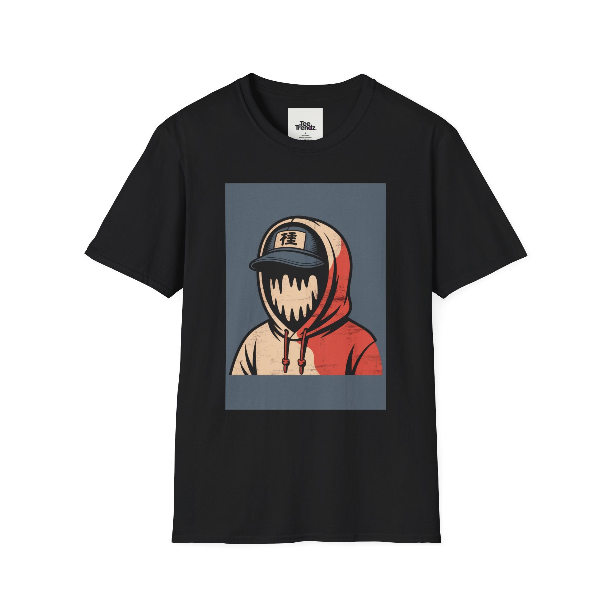 Hooded Mask Graphic T-Shirt — Streetwear Skater Hoodie Illustration