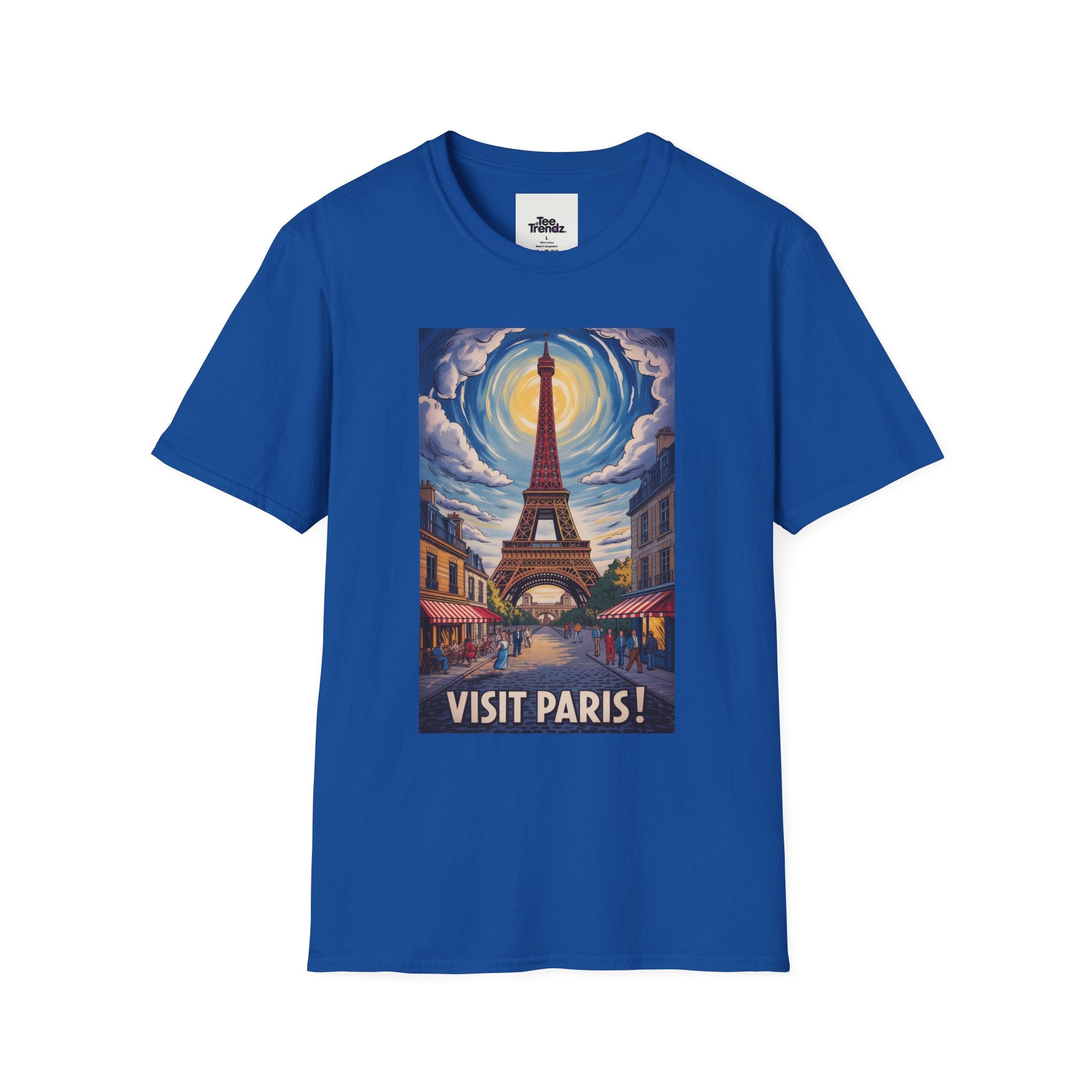 Visit Paris T-Shirt - Vintage Eiffel Tower Travel Poster Tee