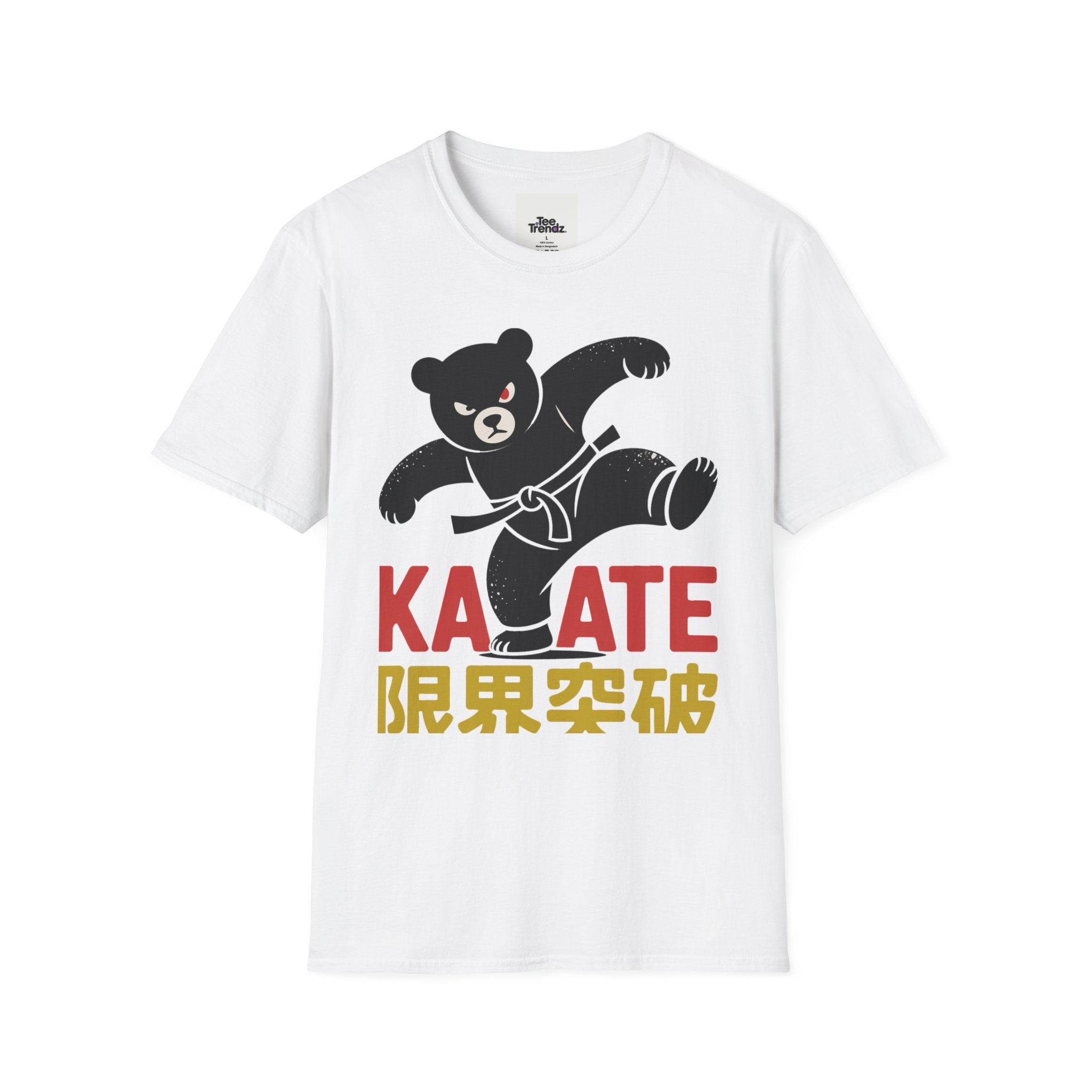 Karate Bear T‑Shirt — Martial Arts Bear with ‘KARATE’ and Japanese Text