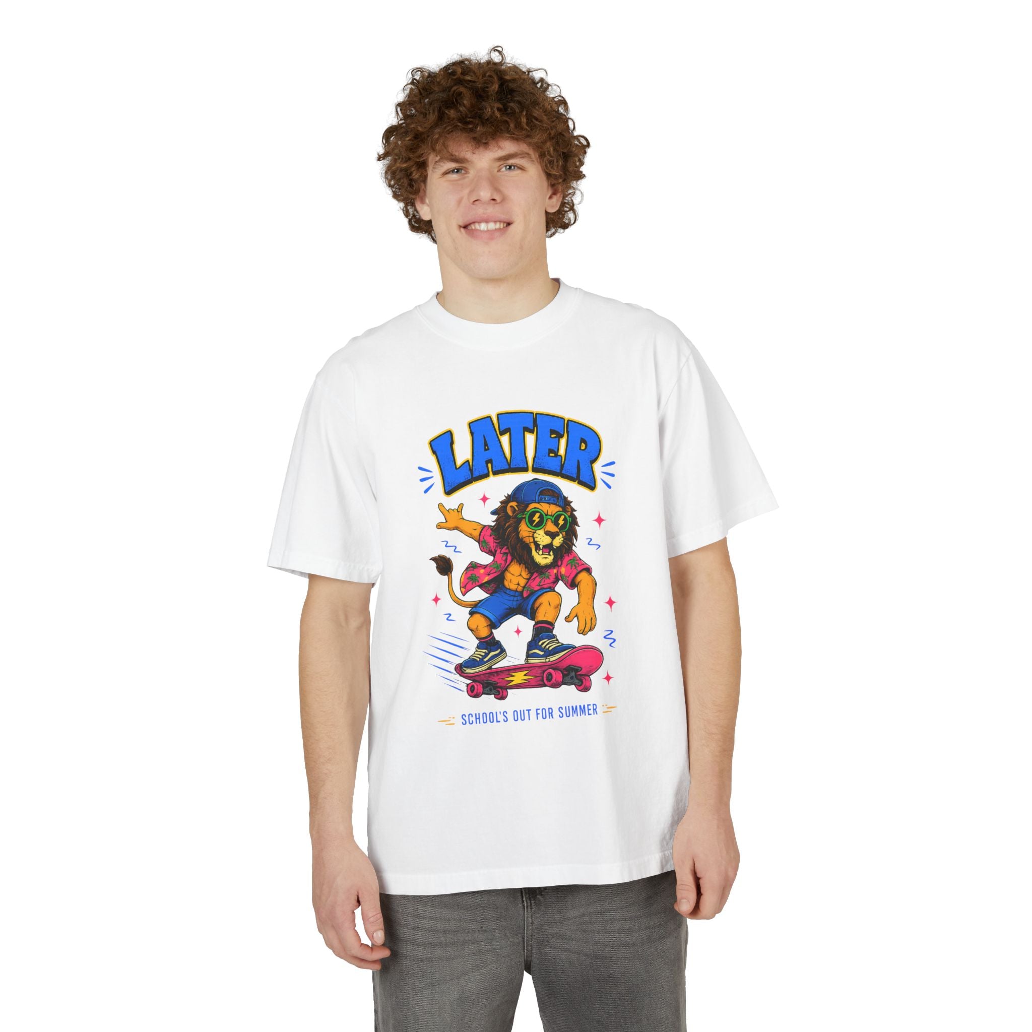 Later Skateboard Lion T-Shirt — "Later" Graphic Tee for Summer Vibes