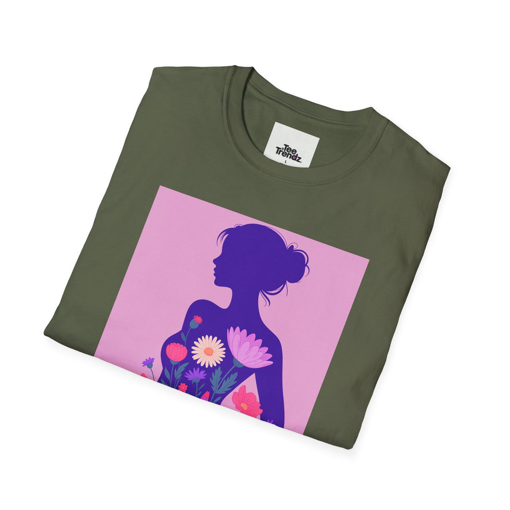Floral Silhouette T-Shirt — Woman in Bloom Graphic Tee