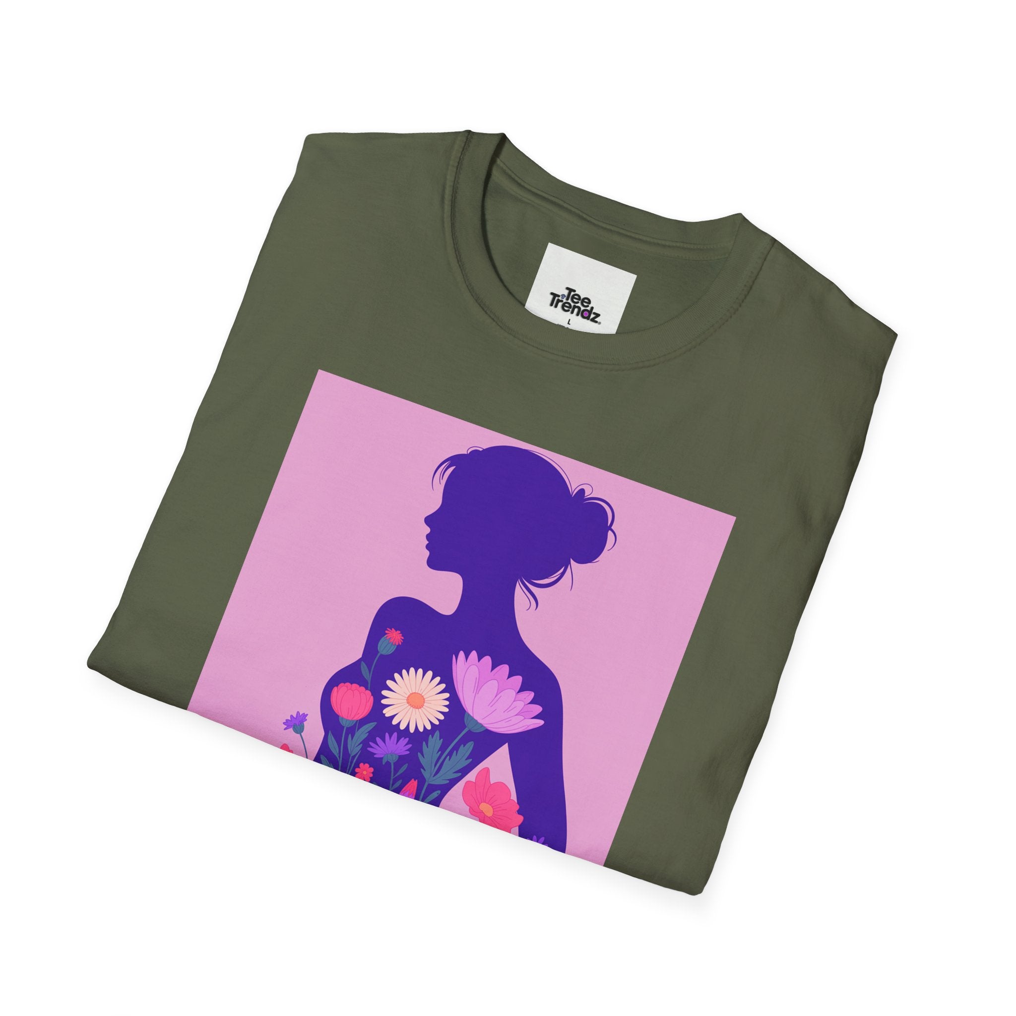 Floral Silhouette T-Shirt — Woman in Bloom Graphic Tee