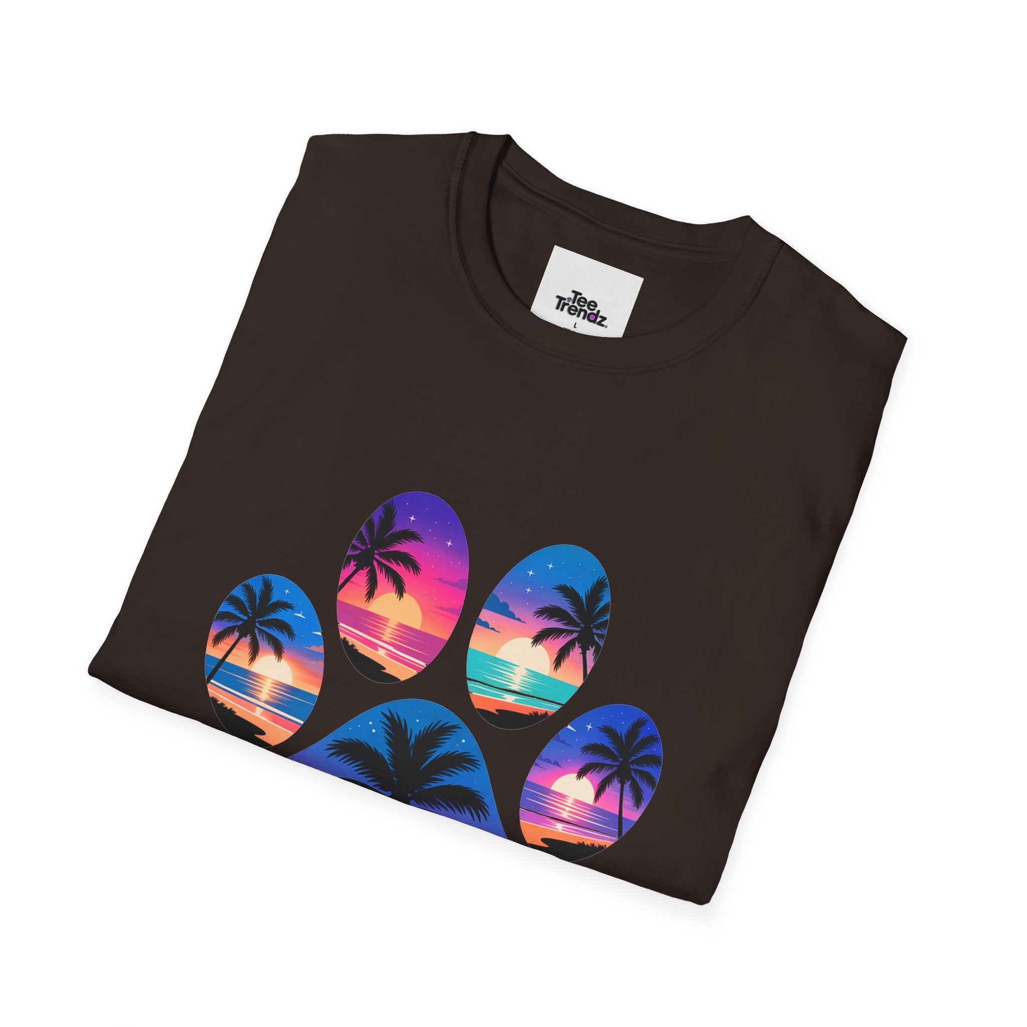 T-Shirt — Tropical Paw Sunset Graphic Tee