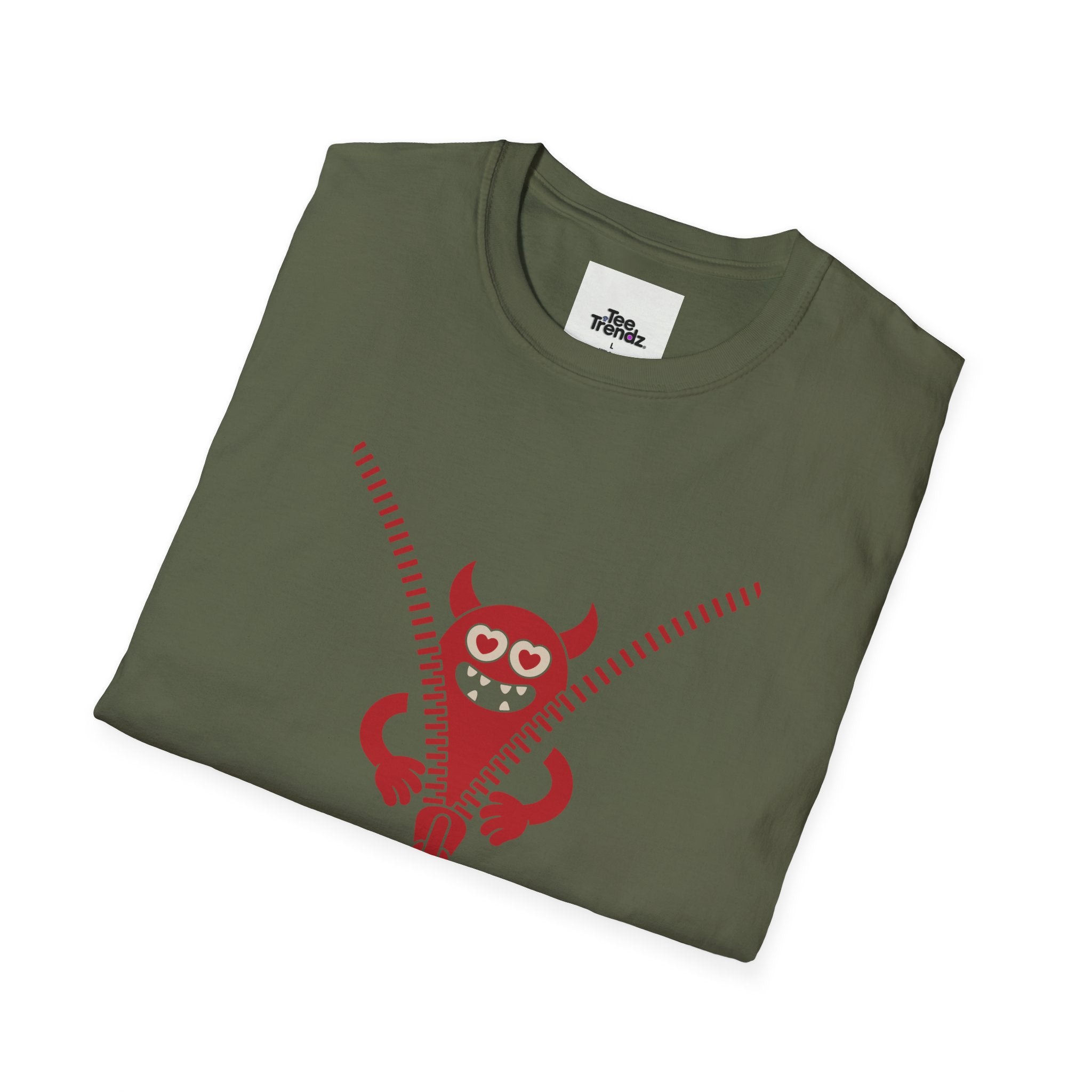 T-Shirt — Playful Monster Zipper Graphic Tee