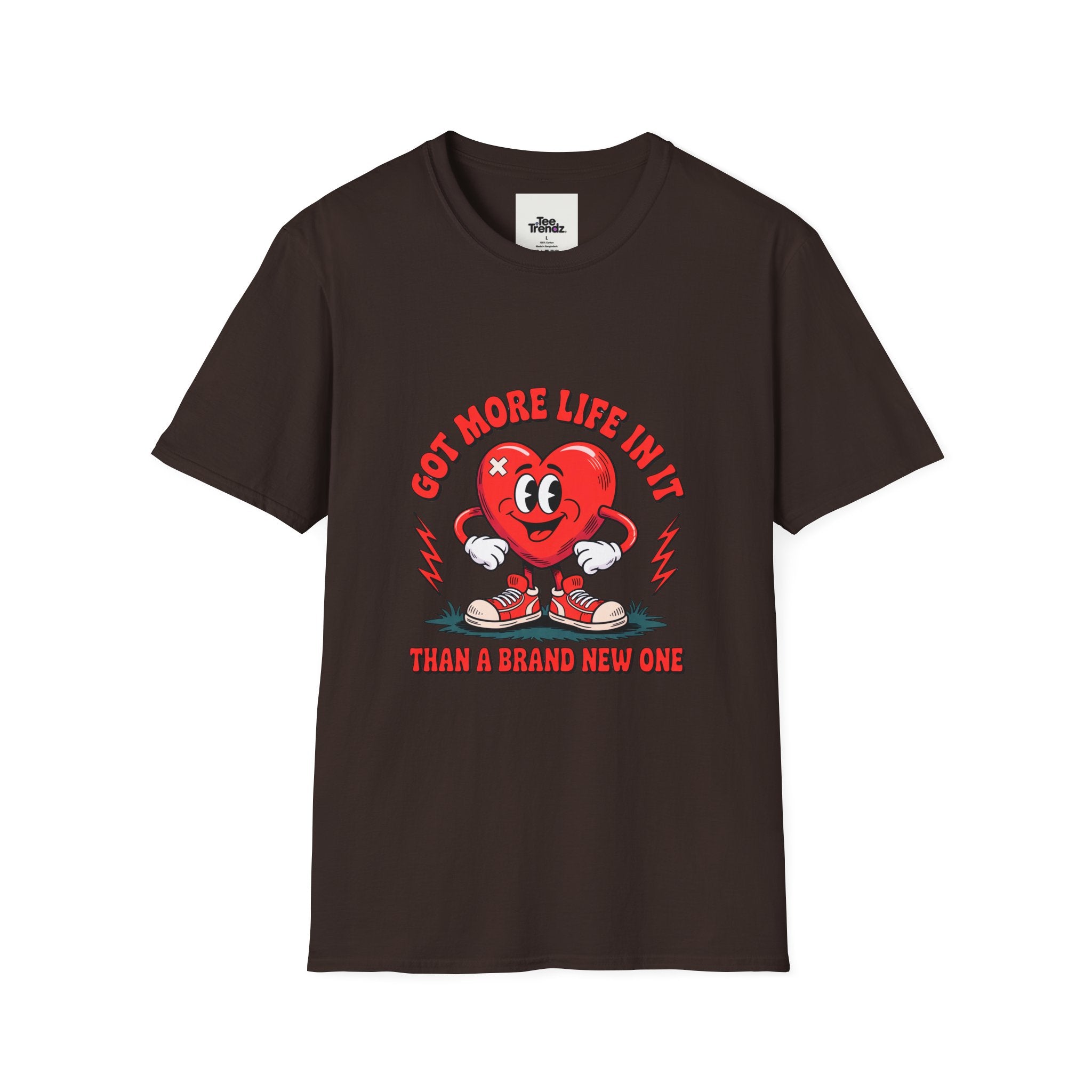 Heart Cartoon T-Shirt — "Got More Life In It Than A Brand New One" Vintage Valentine Tee