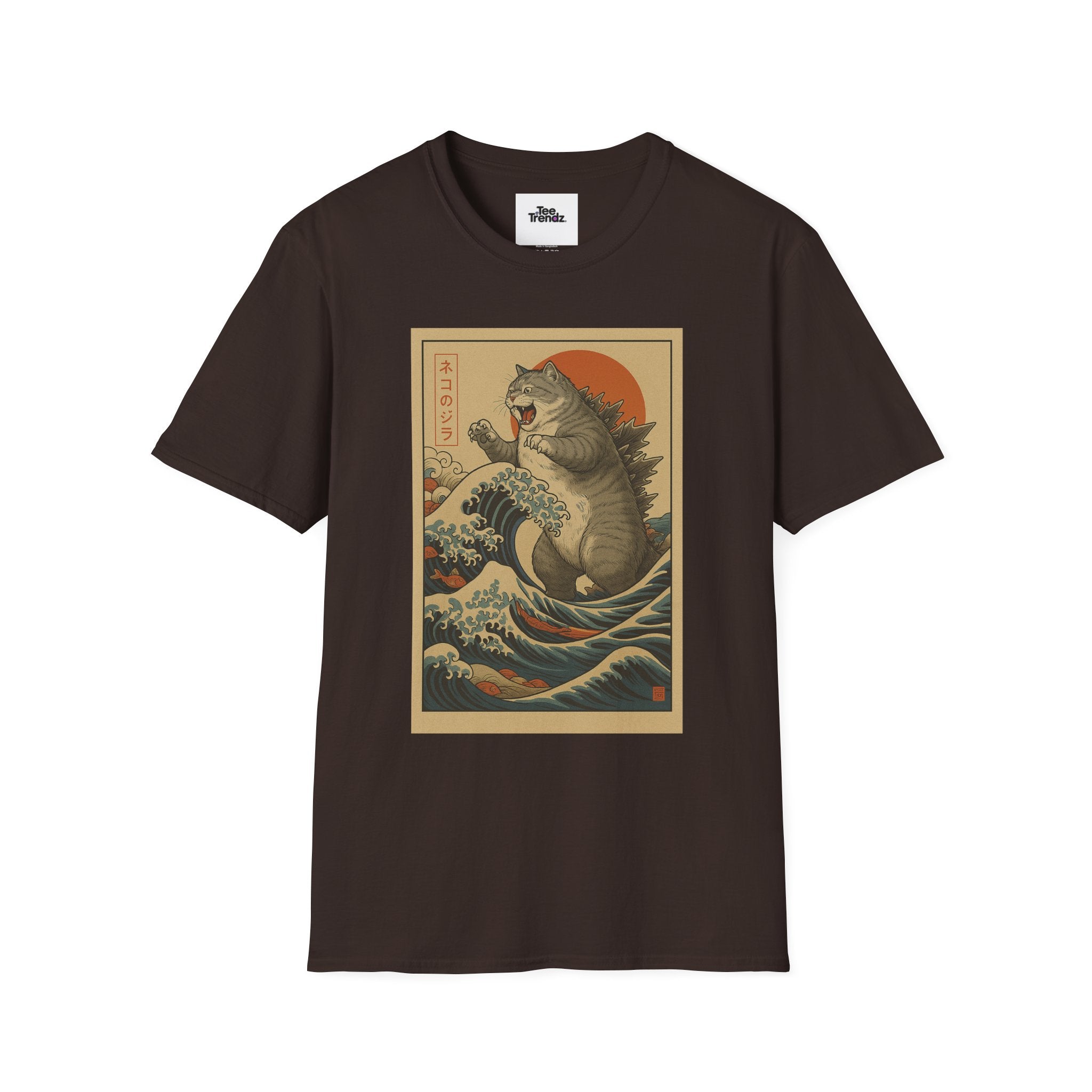 Katana Wave Cat T-Shirt — Vintage Japanese Wave Art Tee