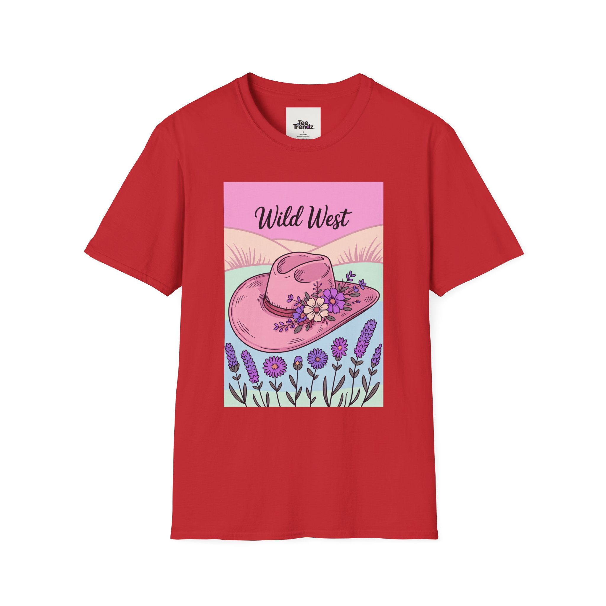 Wild West Pink Cowboy Hat T-Shirt — Floral Western Graphic Tee