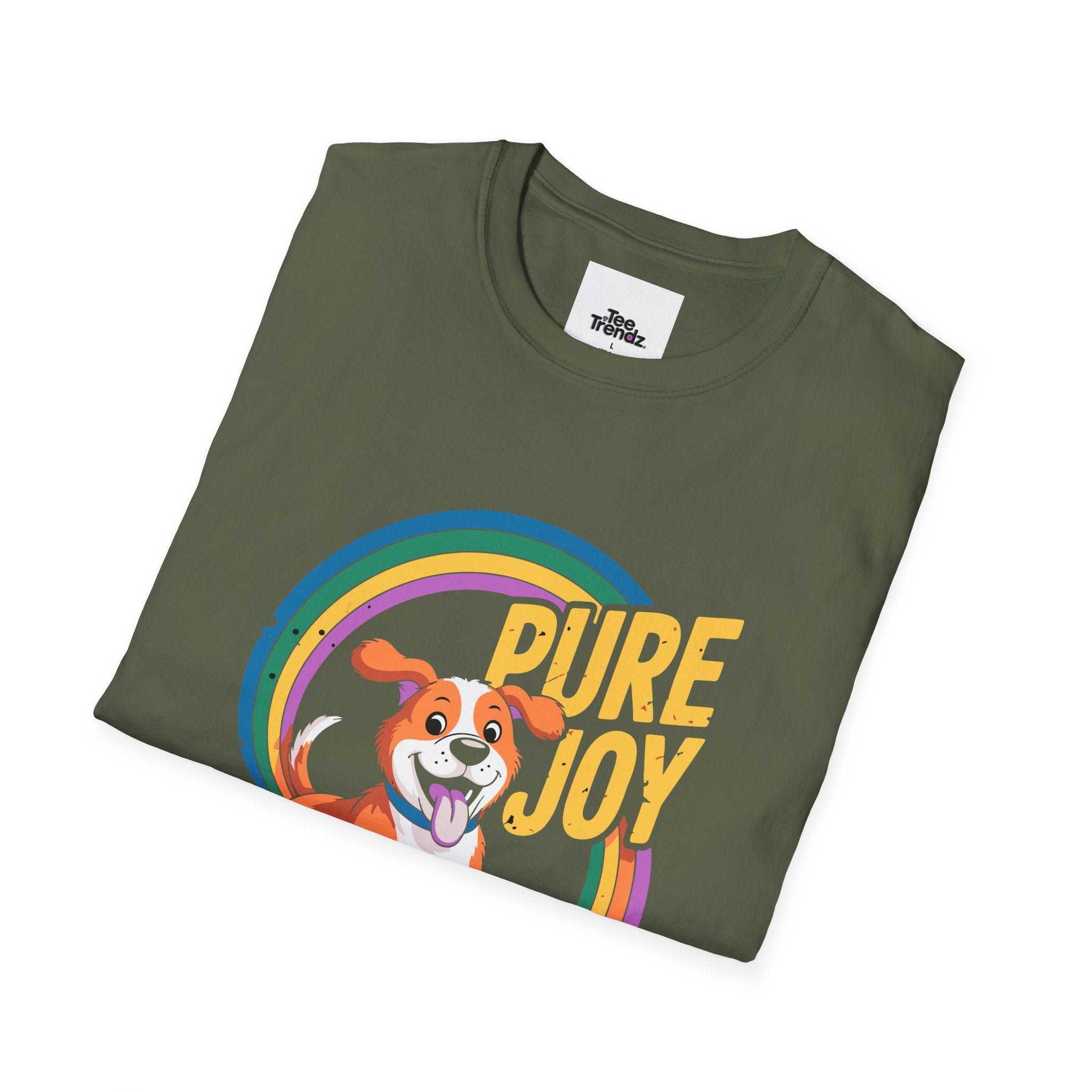 Pure Joy Dog T-Shirt – Playful Beagle Graphic Tee with Rainbow