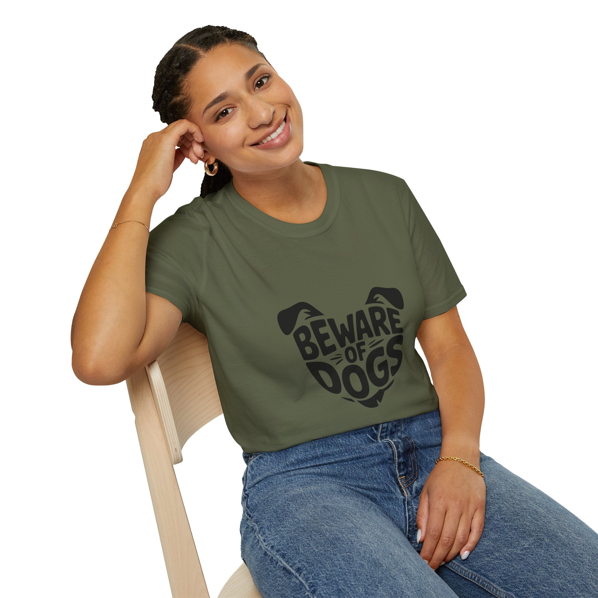 Beware of Dogs T-Shirt — Cute Dog Face Graphic Tee for Dog Lovers