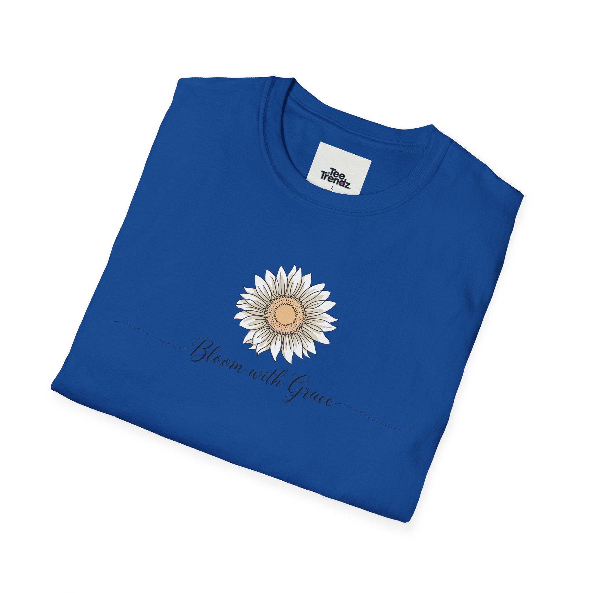 “Bloom with Grace” Sunflower T-Shirt — Floral Inspirational Graphic Tee