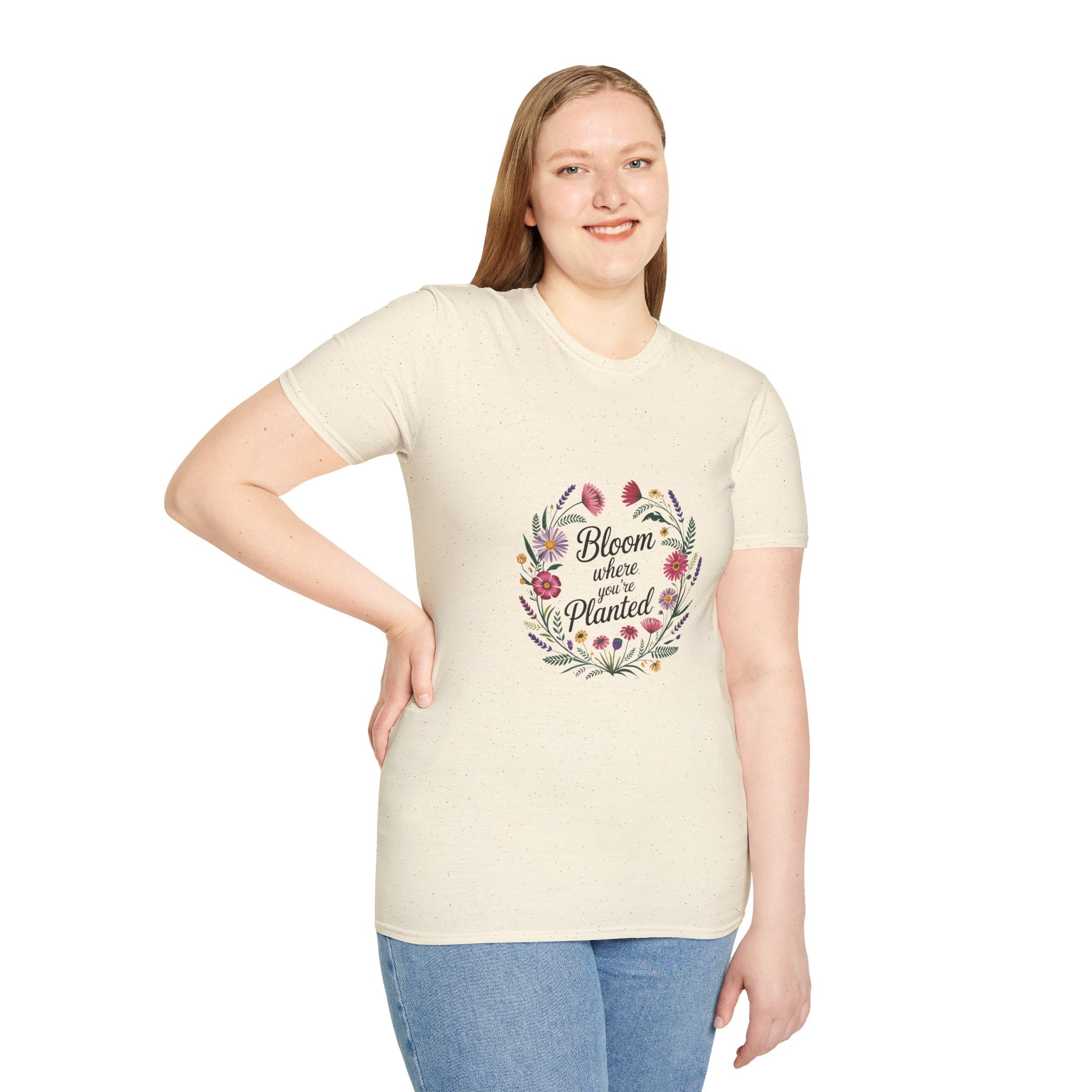 Bloom Where You’re Planted Floral T‑Shirt — Inspirational Garden Quote Tee