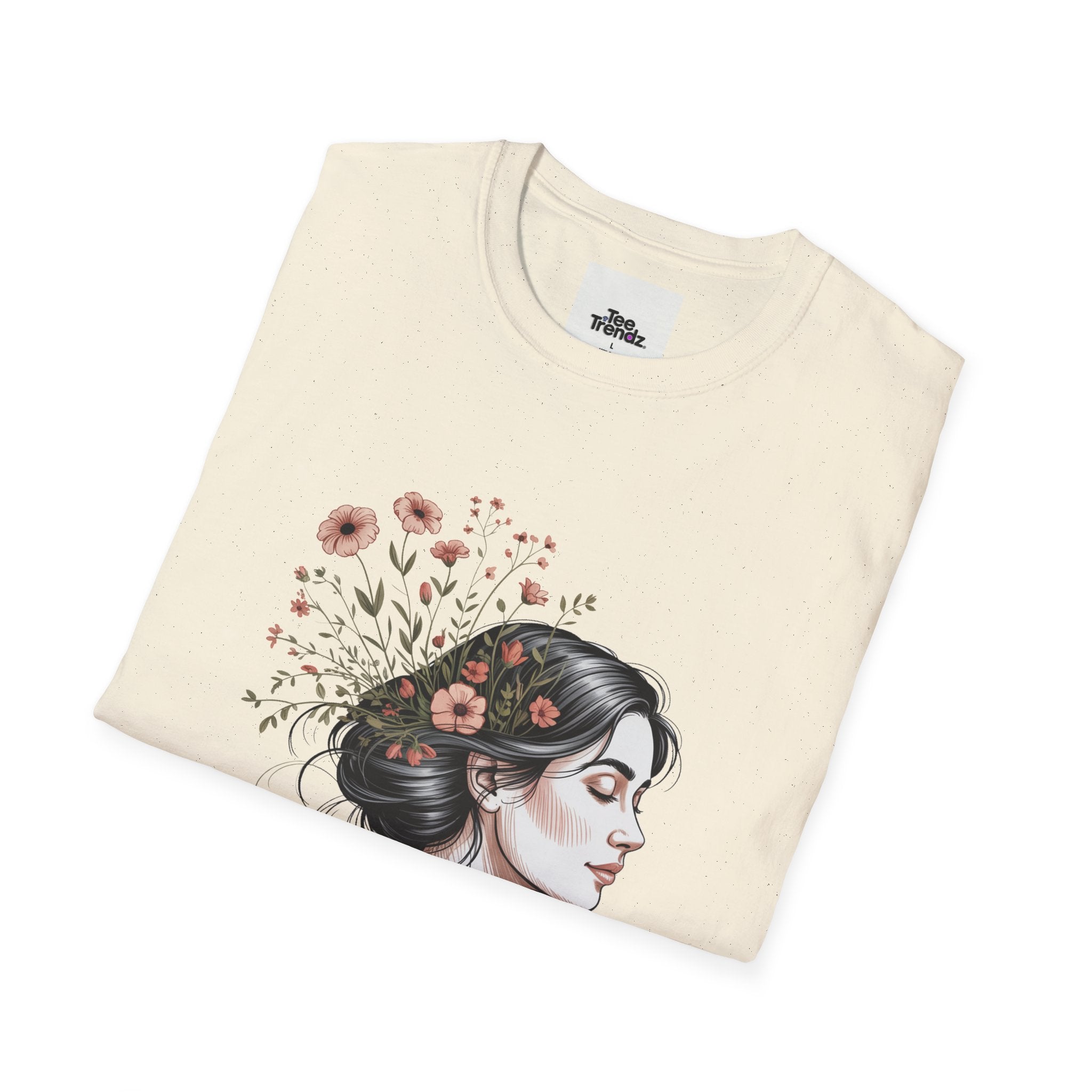 T-Shirt — "Rooted & Wild" Floral Woman Illustration | Boho Nature Tee for Women