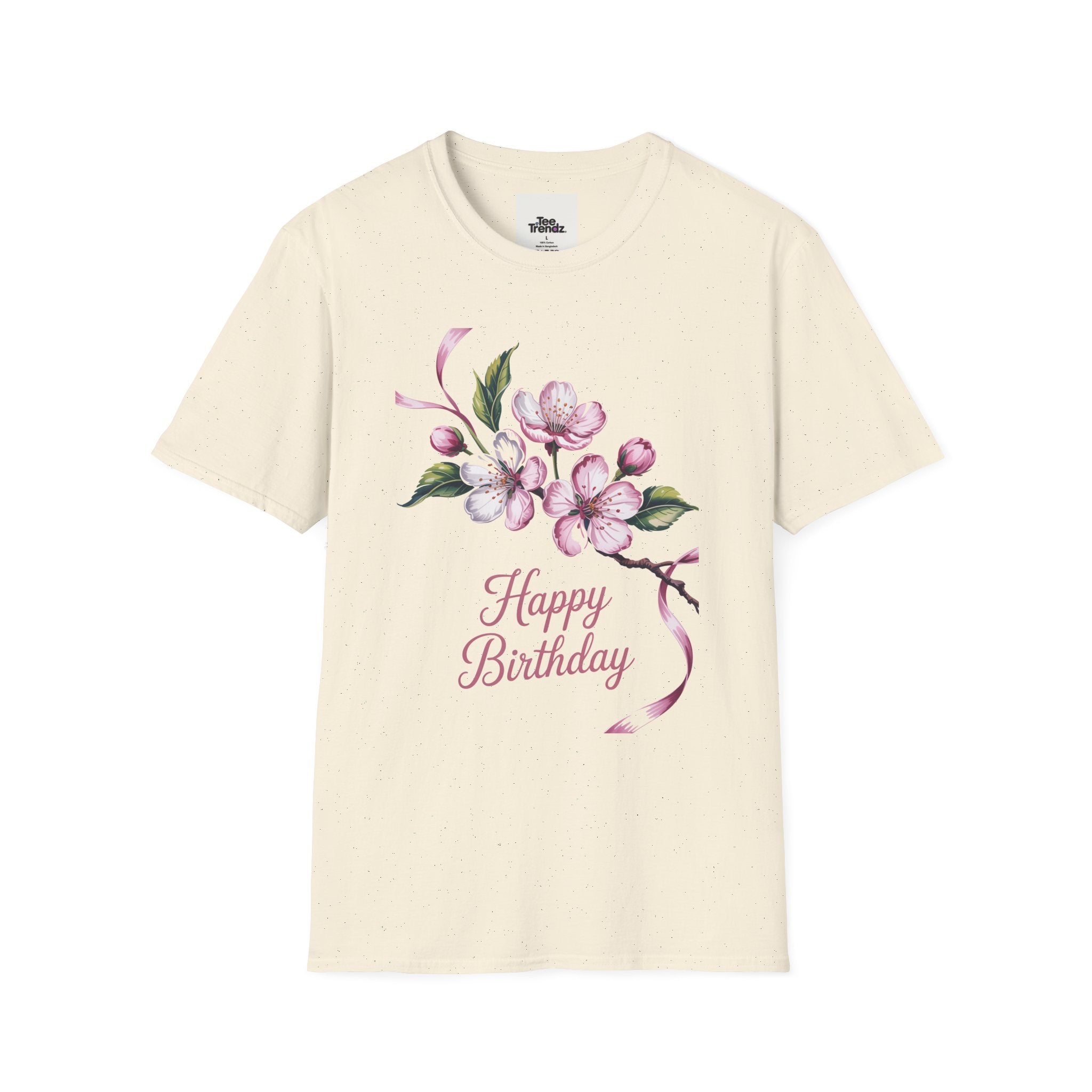 Happy Birthday Floral T-Shirt — Pink Blossom Birthday Tee