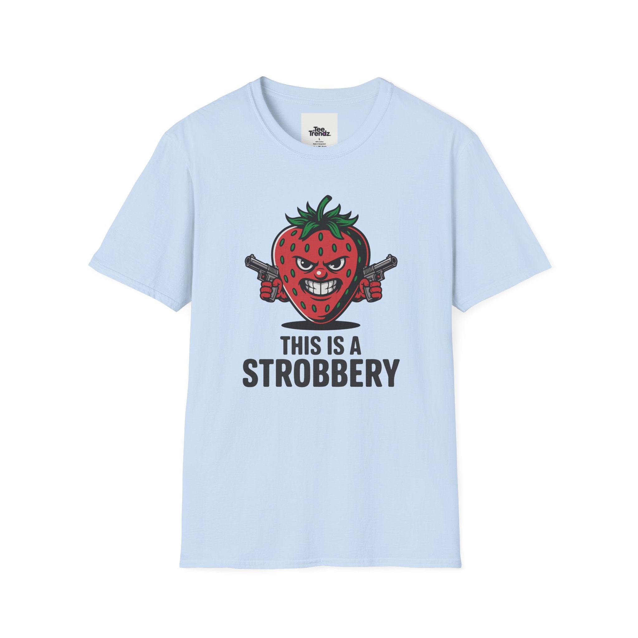 Stroberry Tee – Funny Cartoon Strawberry Graphic T-Shirt (“This Is A Stroberry”)