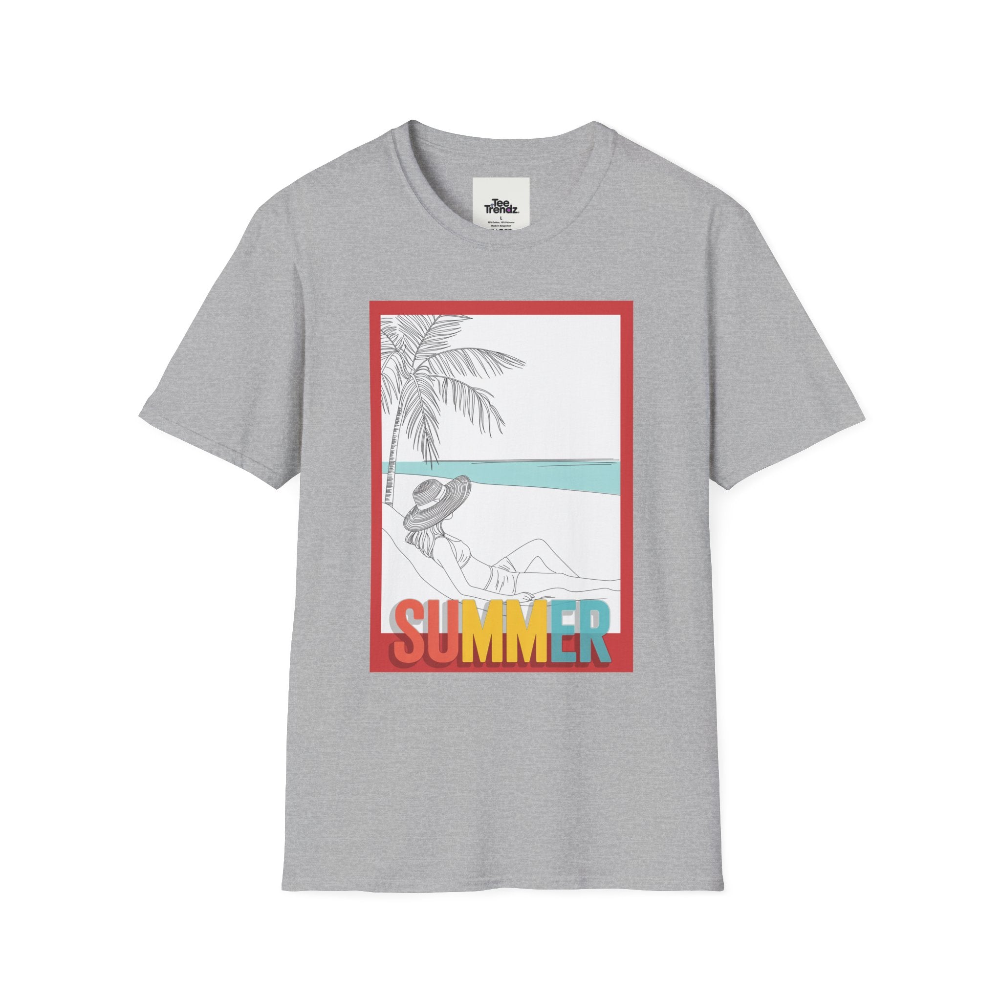 Summer Beach Graphic T-Shirt — 'SUMMER' Retro Palm & Relaxation Design