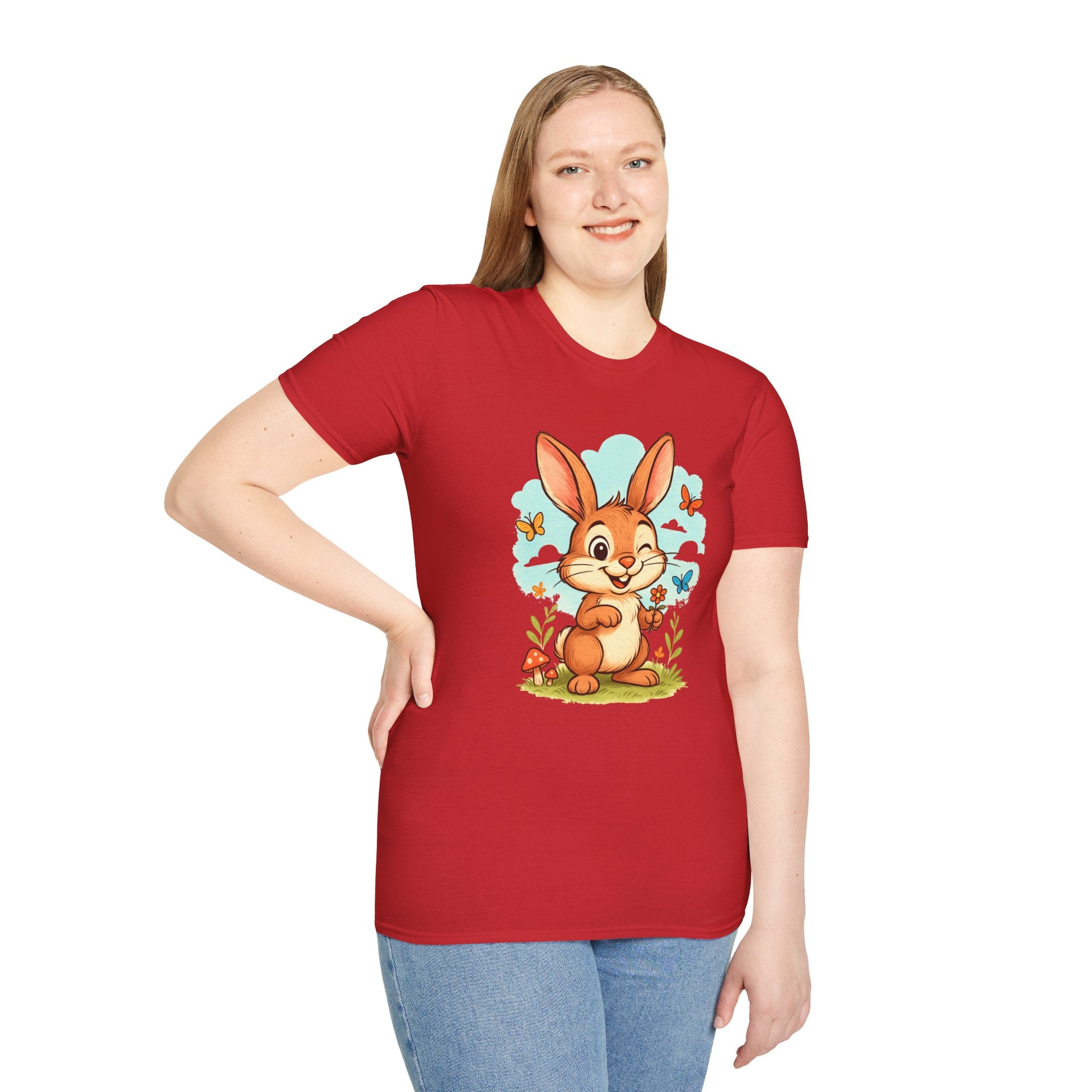 Cute Bunny Tee — Cartoon Rabbit with Butterflies Kids Easter Shirt