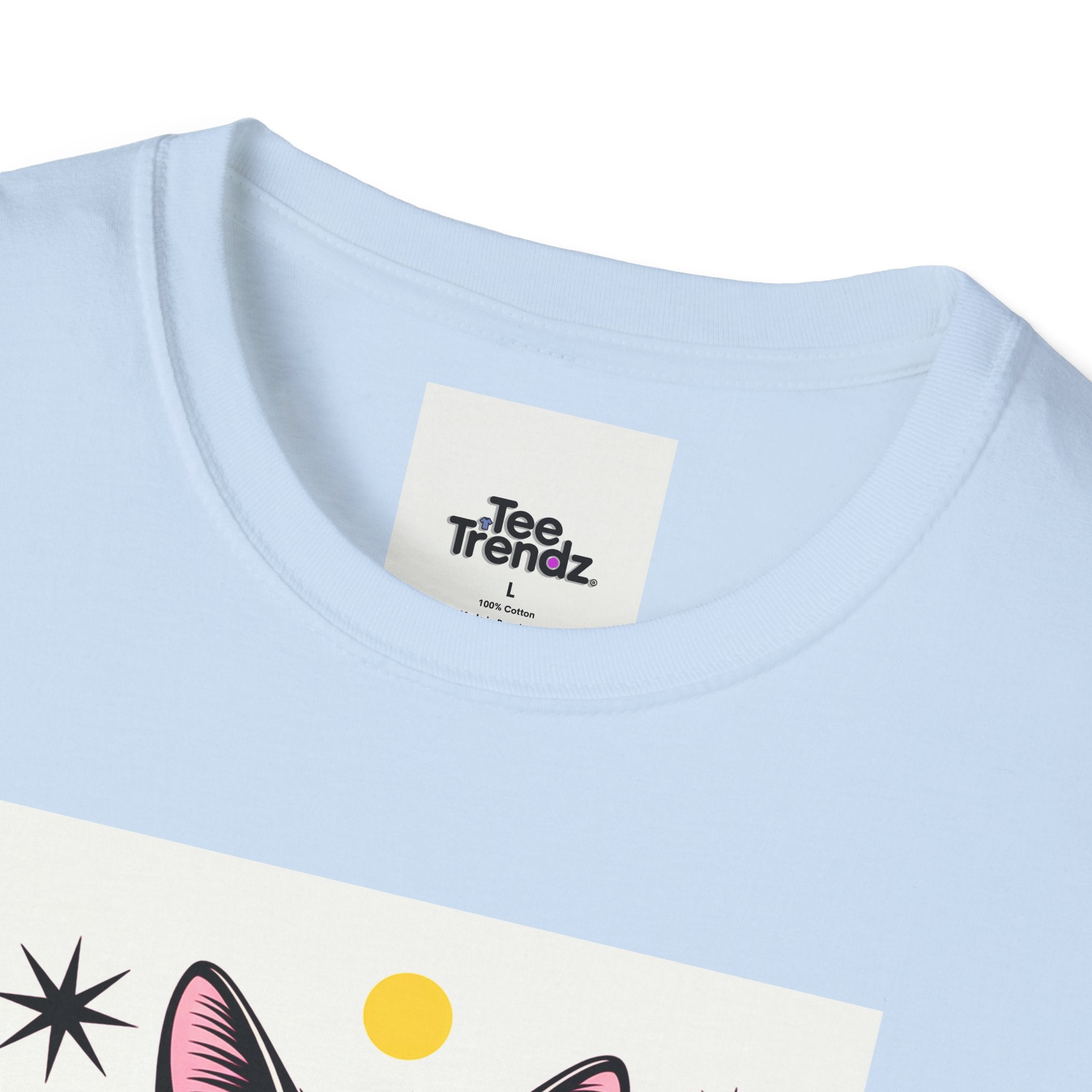 Black Cat Graphic T-Shirt — Retro Sunset Cat Illustration