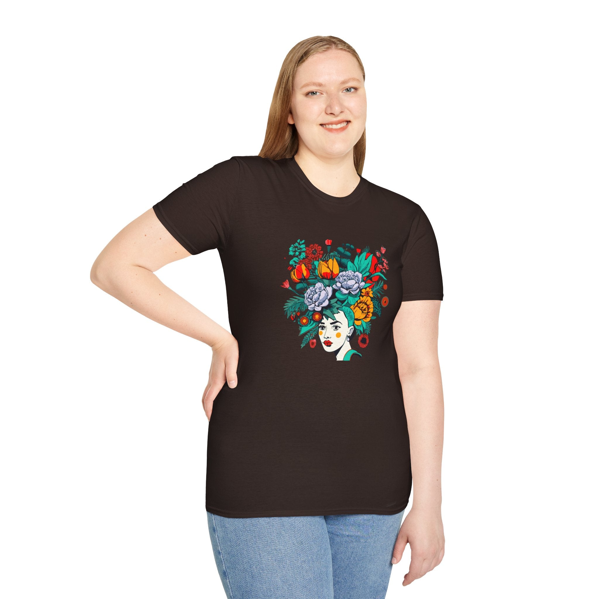 Floral Frida-Inspired Portrait T-Shirt
