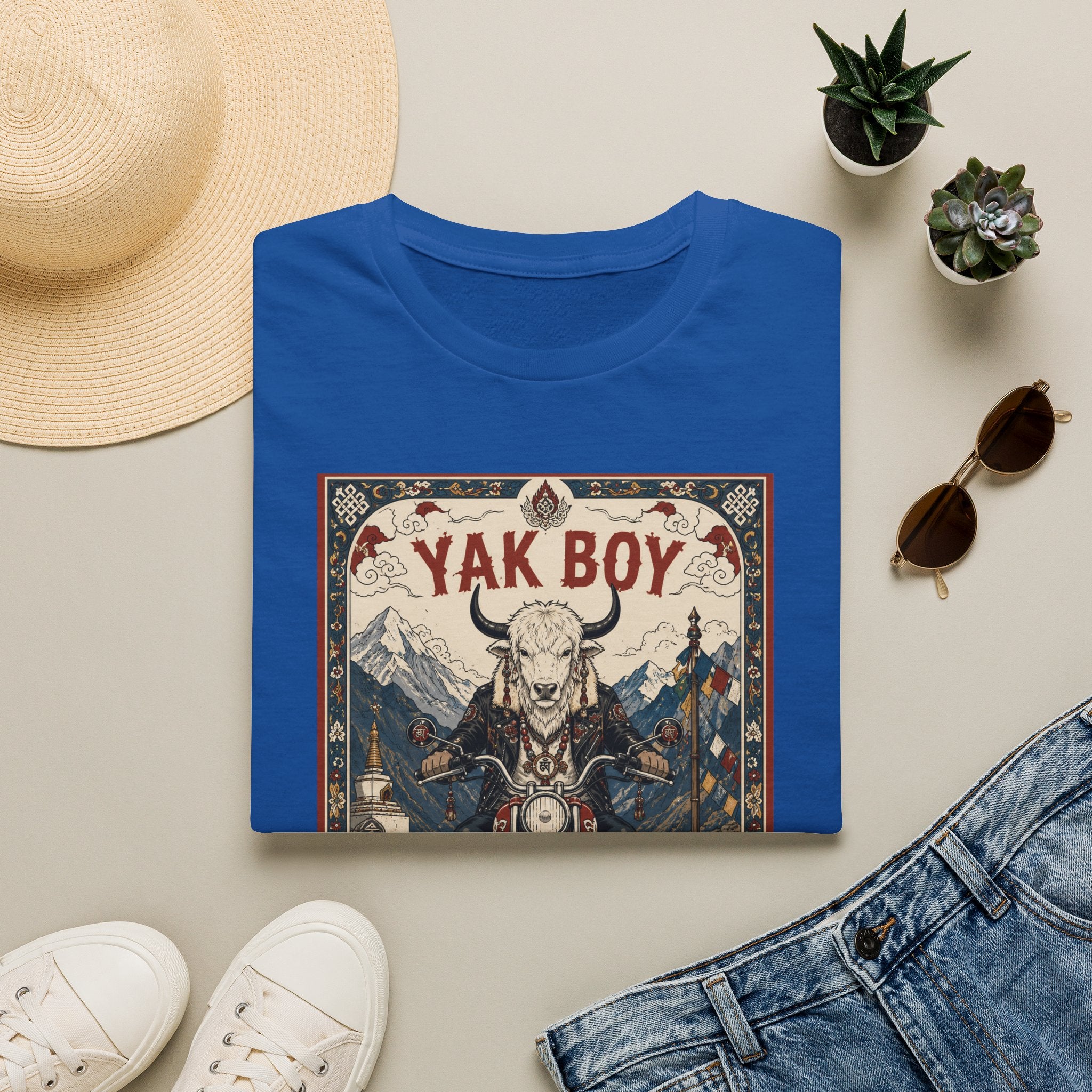 Yak Boy Motorcycle Graphic T‑Shirt — Vintage Mountain Biker Tee