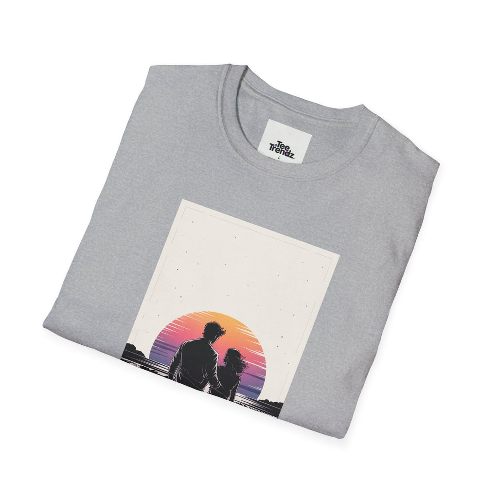 Couple Silhouette Beach T-Shirt — Sunset Romantic Graphic Tee