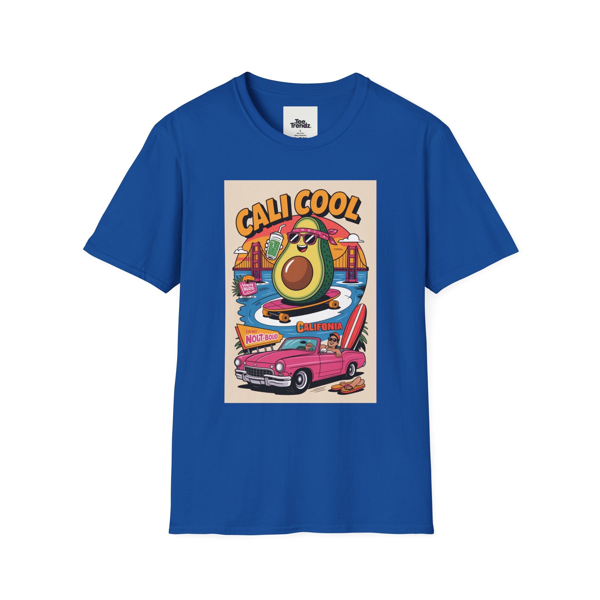 Cali Cool Avocado Tee — Retro Surfing California Graphic T-Shirt