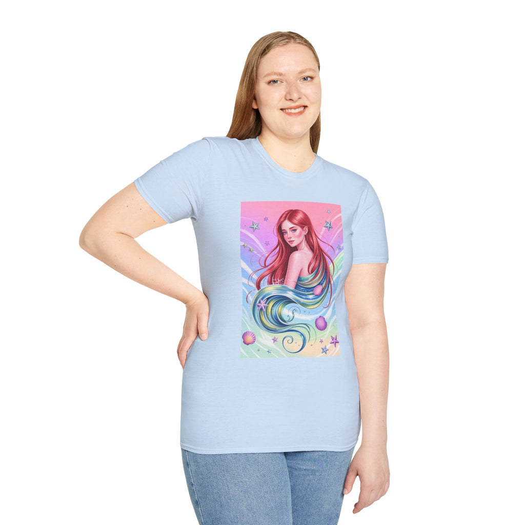 Mermaid Fantasy T-Shirt — Pastel Cosmic Sea Girl Graphic Tee