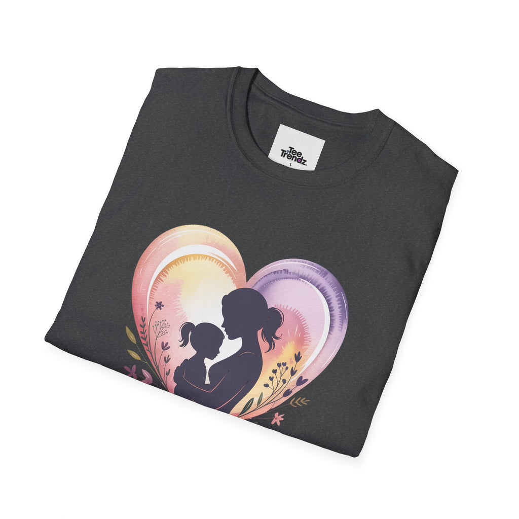 Mother's Love T-Shirt — Silhouette Heart Mom & Child Graphic (Mother's Day Gift)