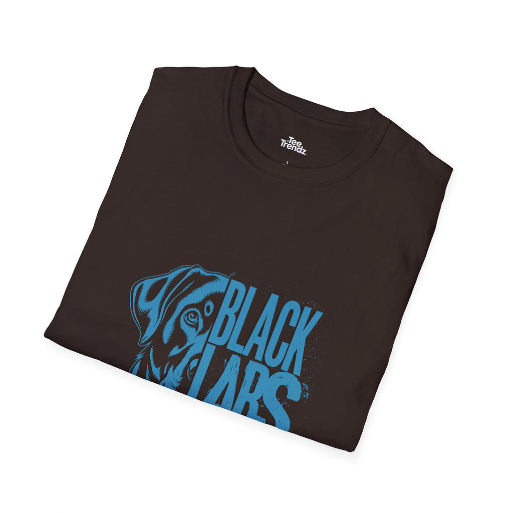 Black Labs Matter T‑Shirt — Blue Graphic Labrador Rescue Tee