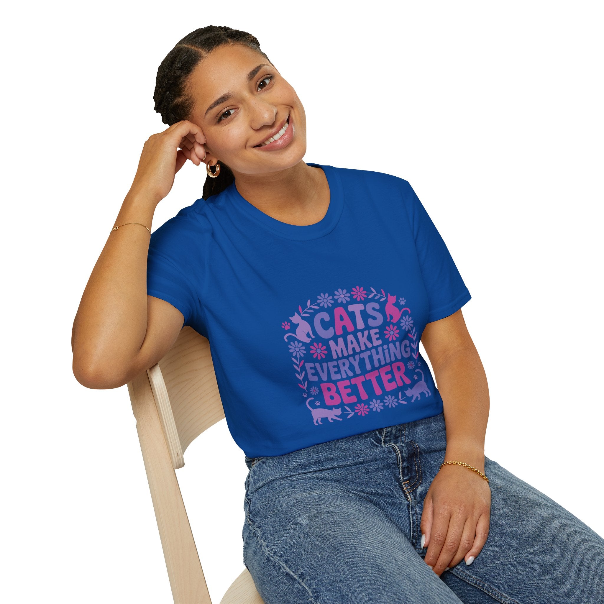 Cats Make Everything Better T-Shirt — Cute Purple Cat Lover Tee