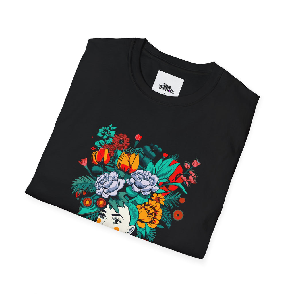 Floral Frida-Inspired Portrait T-Shirt