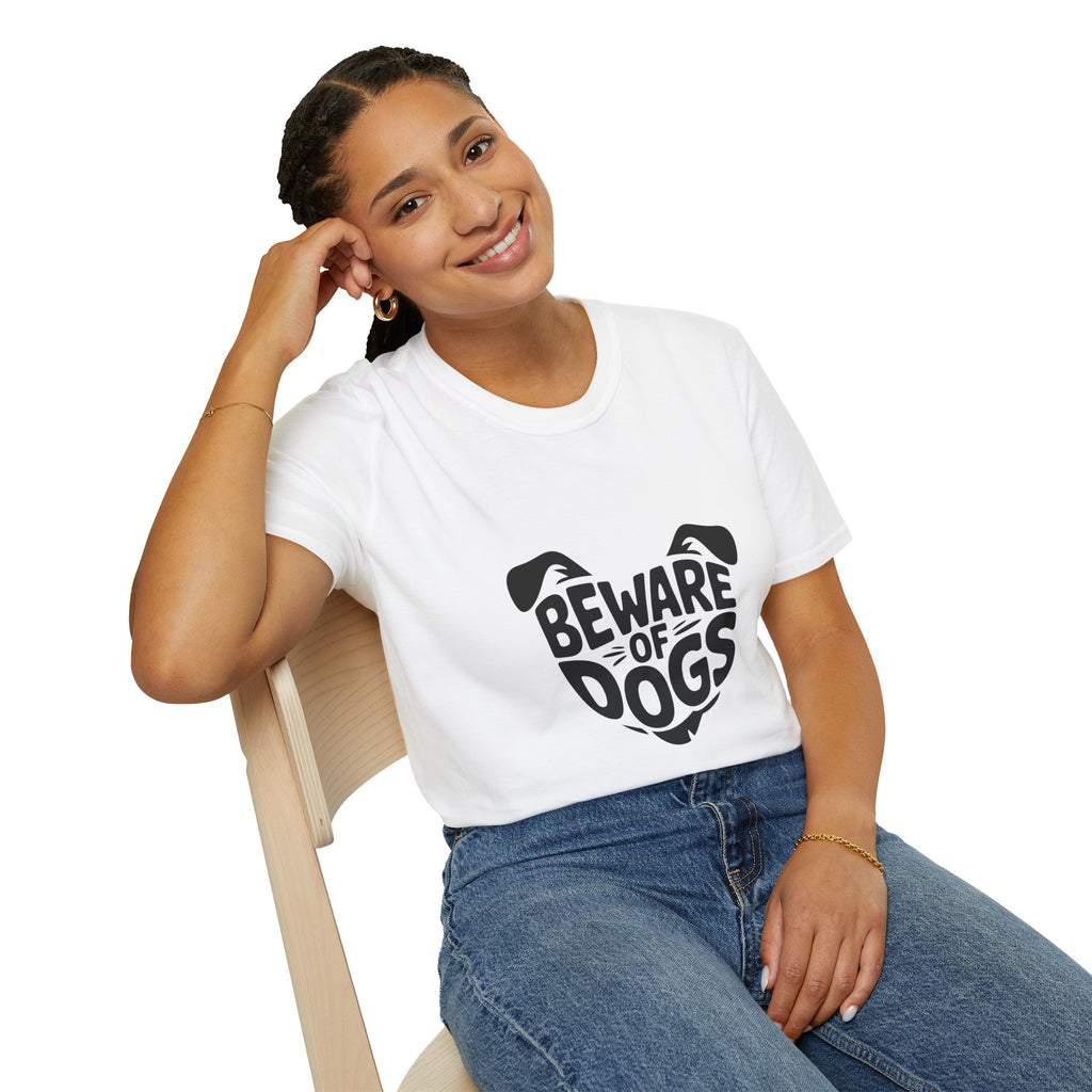 Beware of Dogs T-Shirt — Cute Dog Face Graphic Tee for Dog Lovers