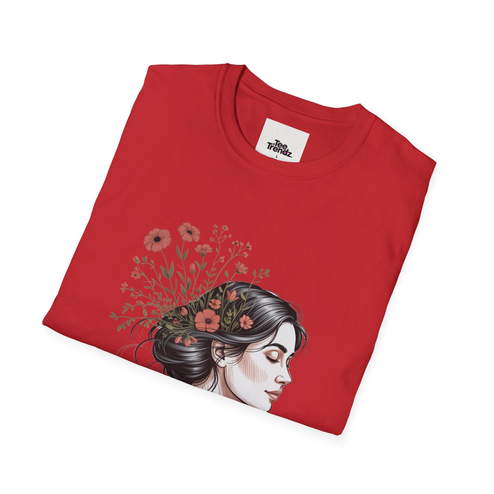 T-Shirt — "Rooted & Wild" Floral Woman Illustration | Boho Nature Tee for Women