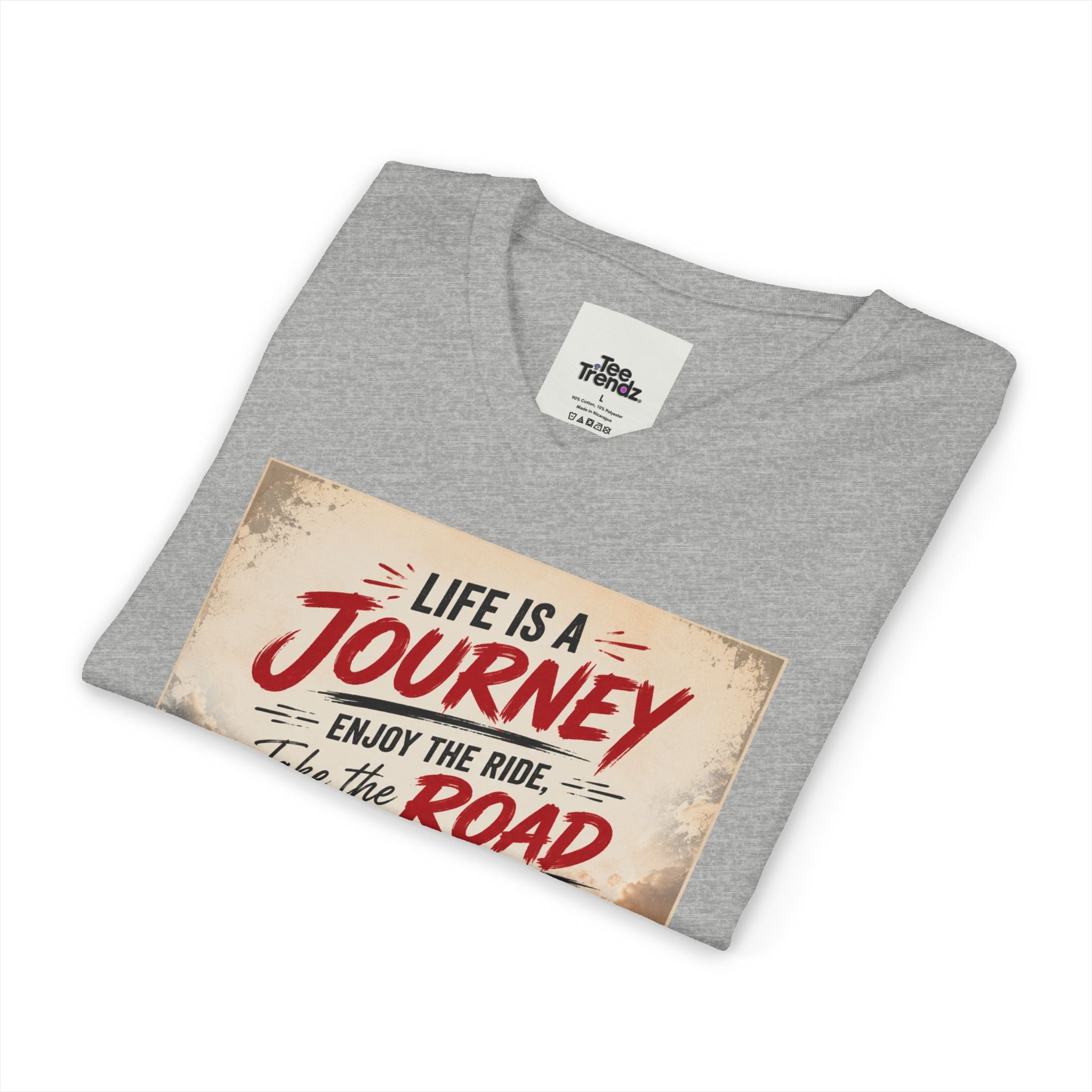 Journey Motorcycle V-Neck Tee — "Life Is a Journey, Enjoy the Ride" Graphic Shirt