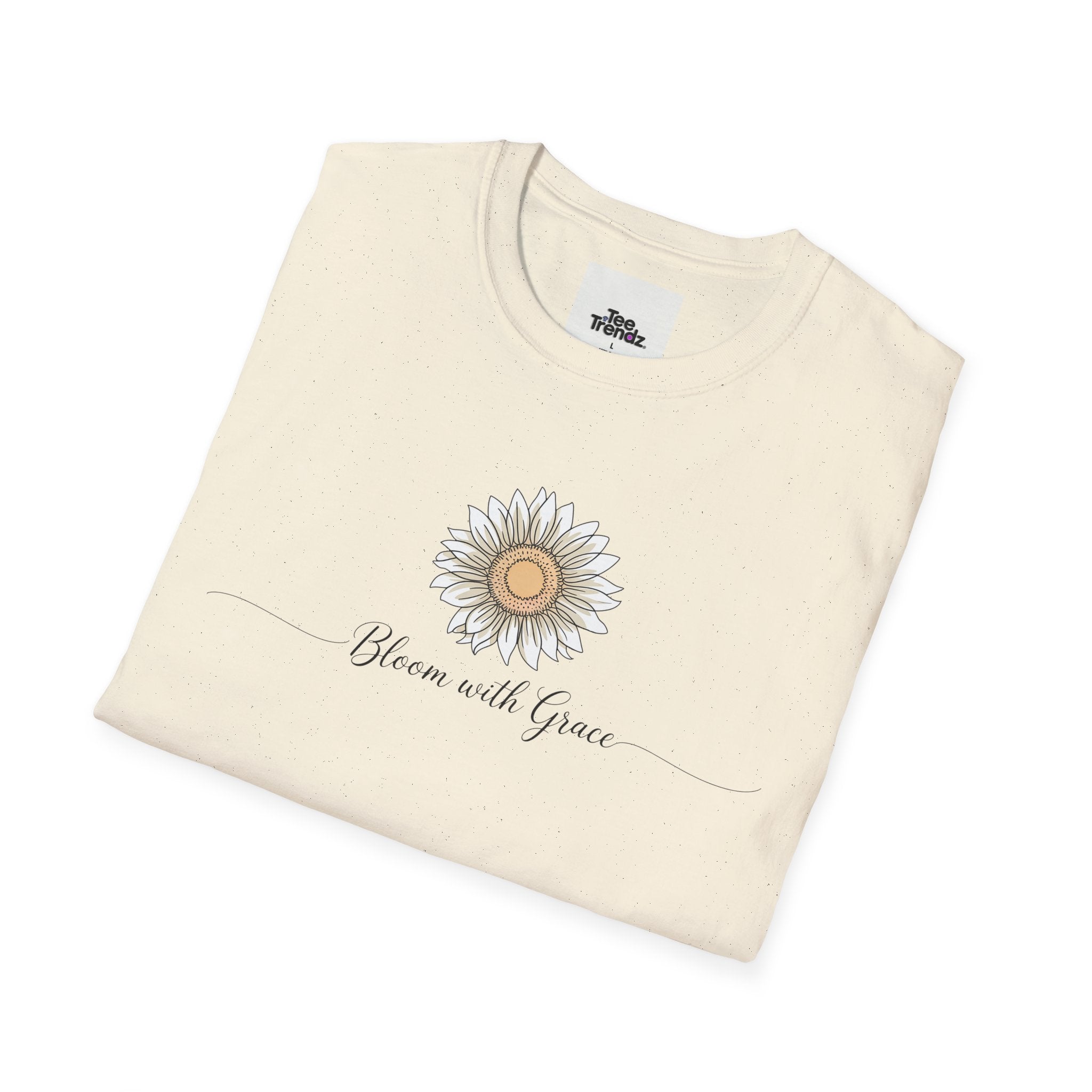 “Bloom with Grace” Sunflower T-Shirt — Floral Inspirational Graphic Tee