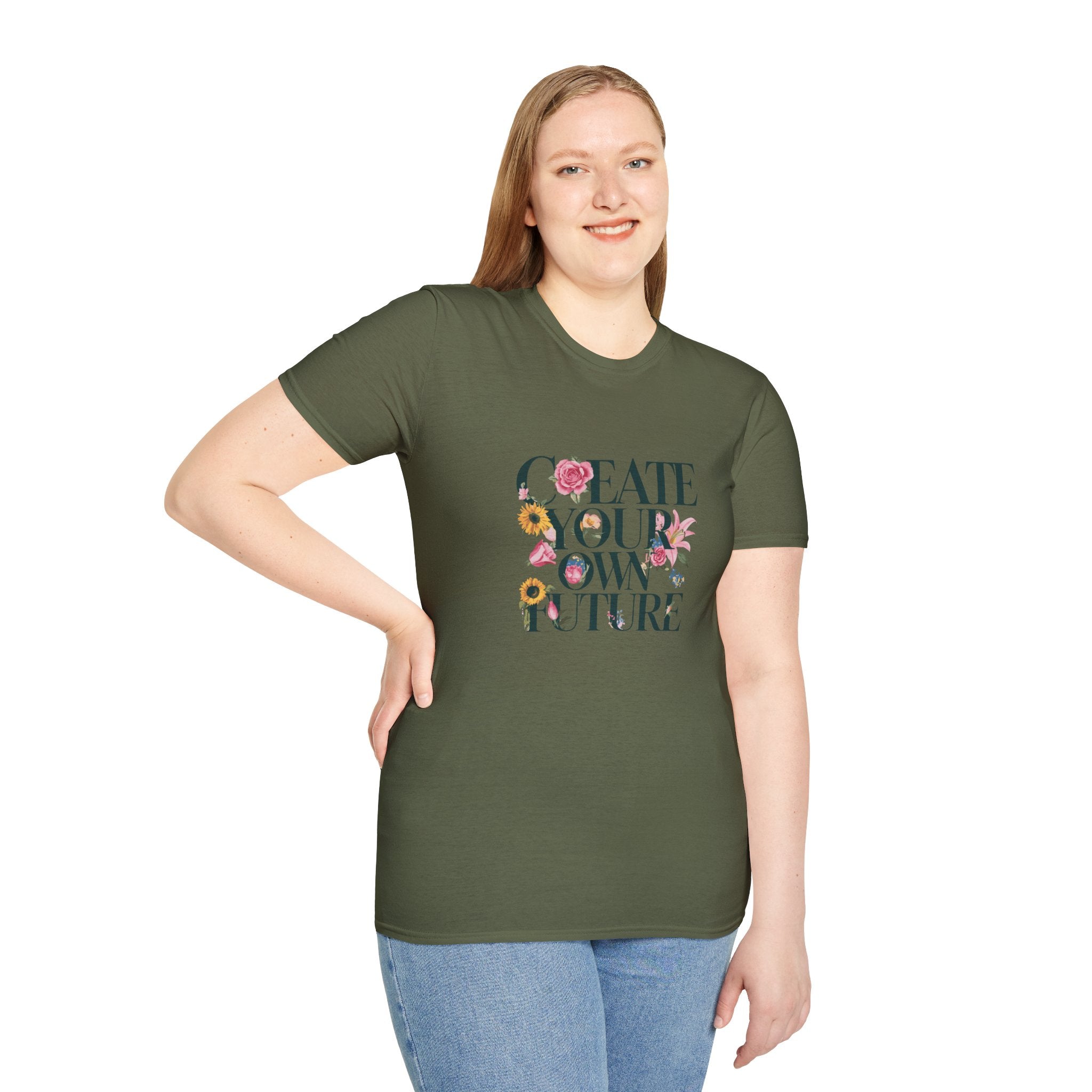 Create Your Own Future T-Shirt — Floral Motivational Tee