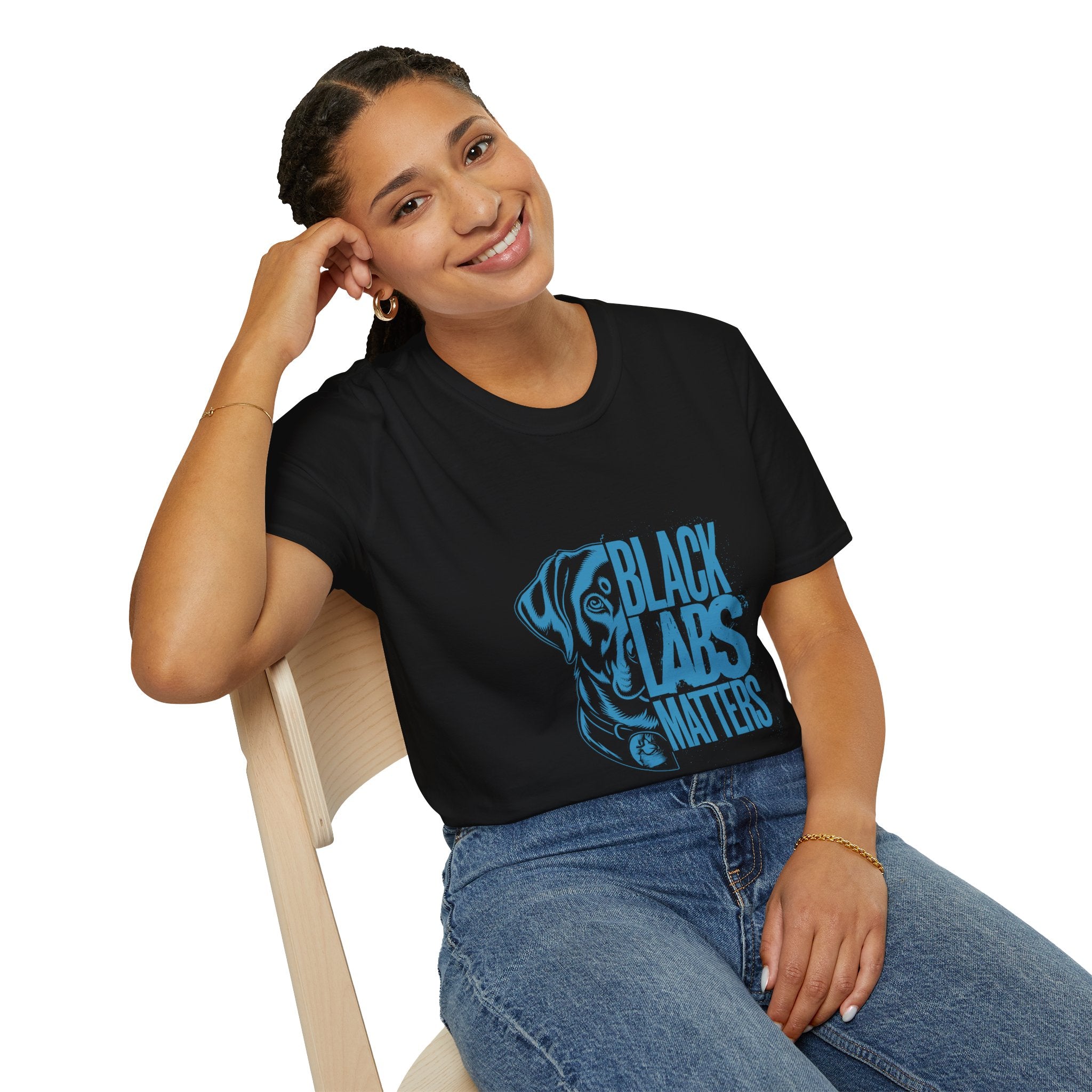 Black Labs Matter T‑Shirt — Blue Graphic Labrador Rescue Tee