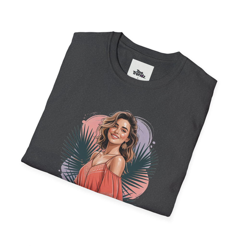 Personalized Portrait T‑Shirt — Custom Name "Cierra Ortega" Tropical Palm Graphic