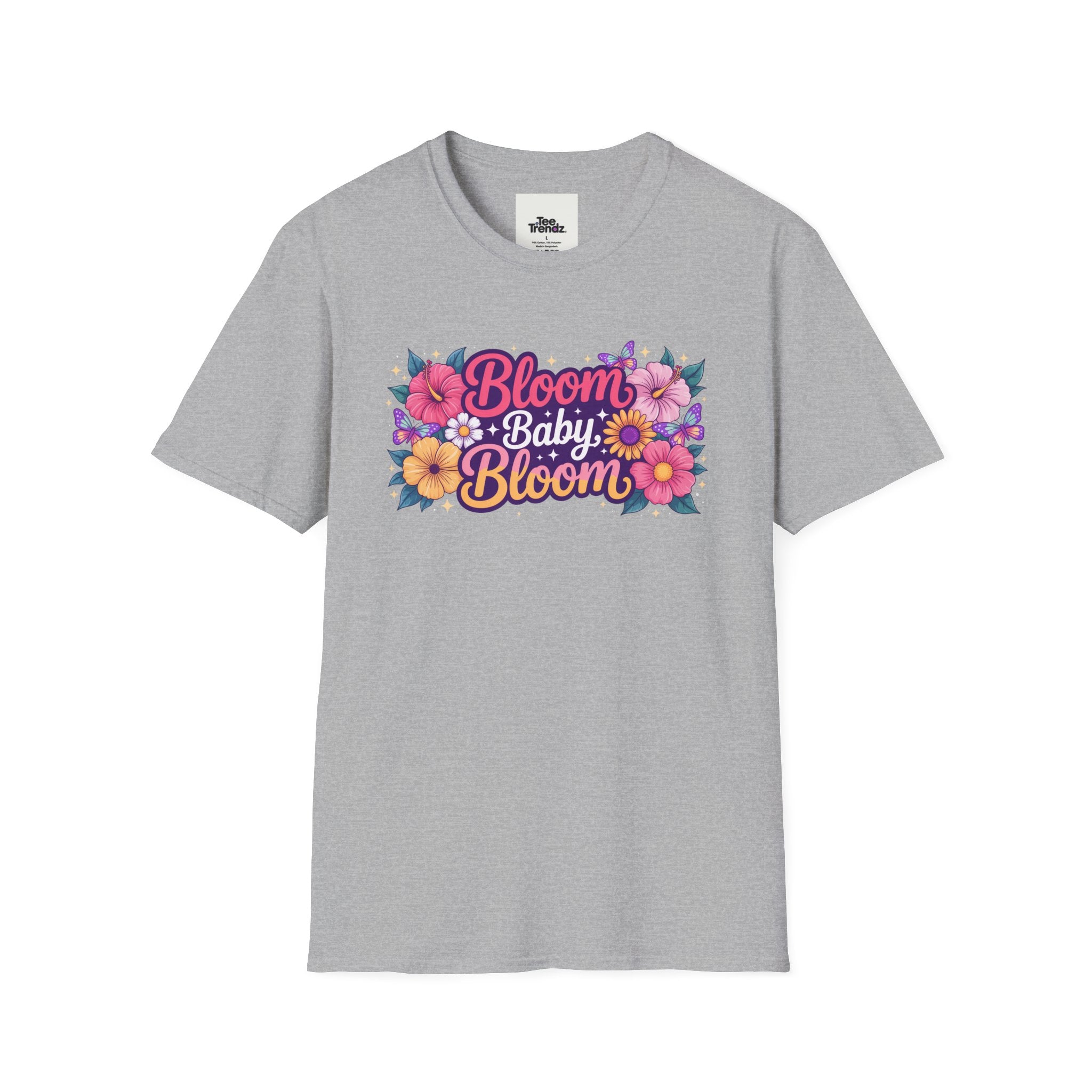 Bloom Baby Bloom Floral T-Shirt — Cute Spring Garden Tee for New Moms & Moms-to-Be
