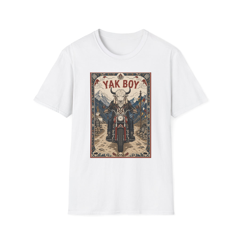 Yak Boy Motorcycle Graphic T‑Shirt — Vintage Mountain Biker Tee