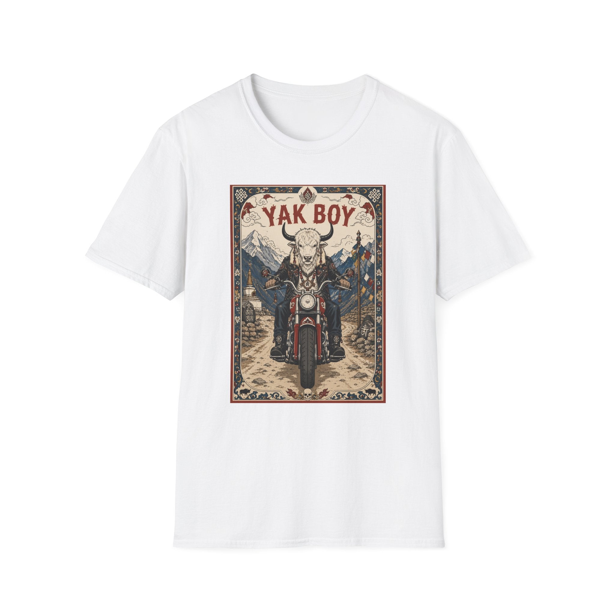 Yak Boy Motorcycle Graphic T‑Shirt — Vintage Mountain Biker Tee