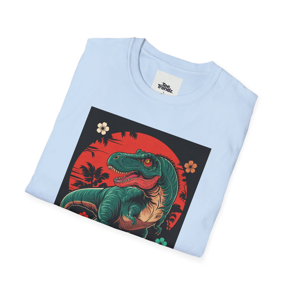 Dinosaur Retro Sunset T-Shirt — Japanese Kanji Dino Graphic