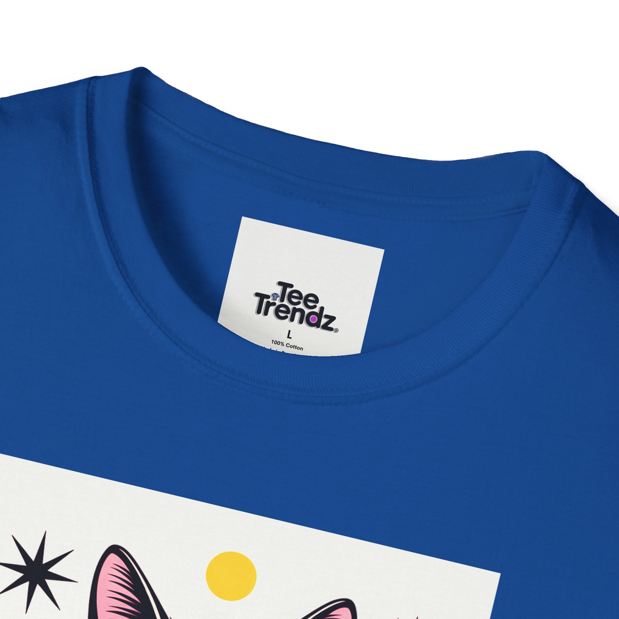 Black Cat Graphic T-Shirt — Retro Sunset Cat Illustration