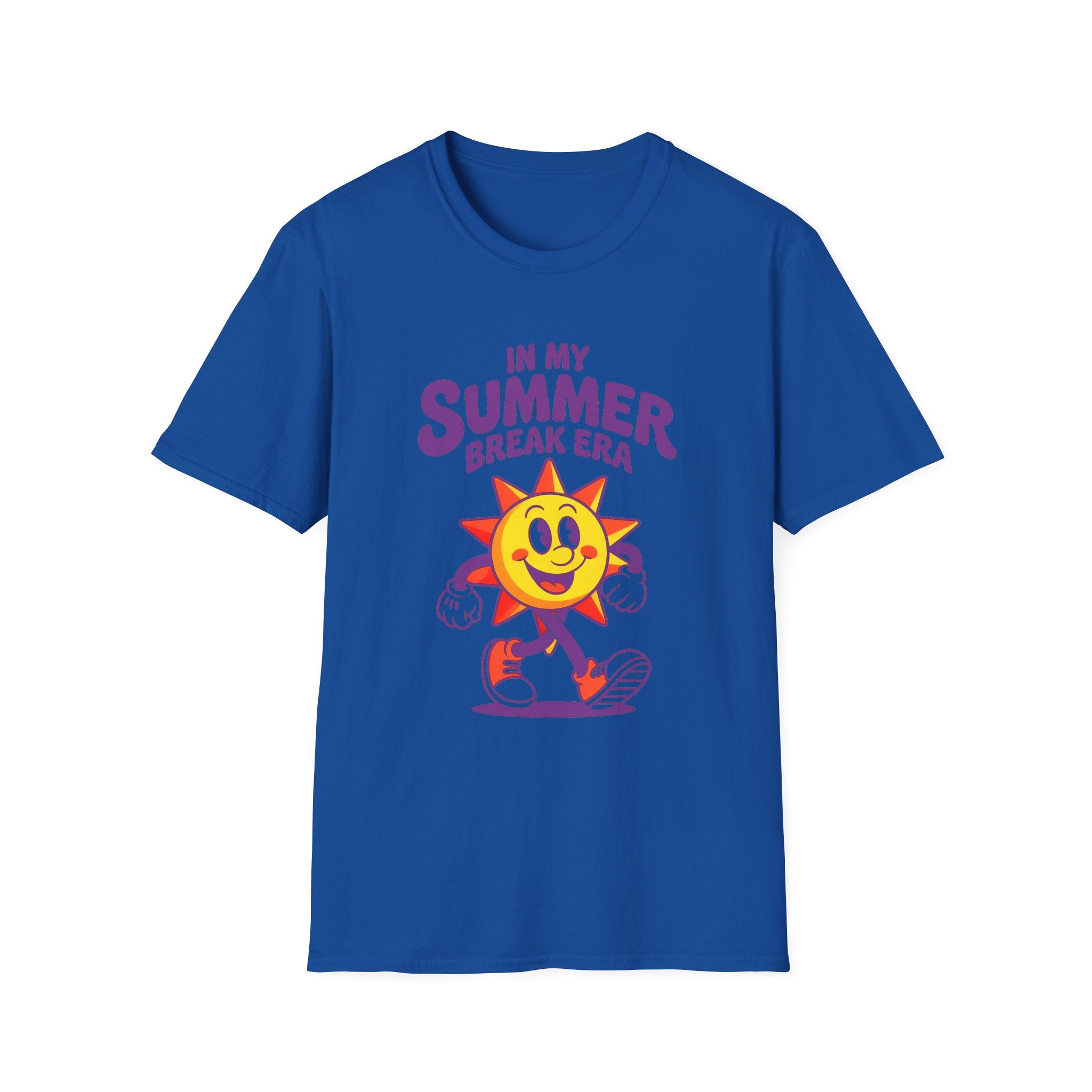 Summer Break Era T‑Shirt – Retro Smiling Sun Graphic