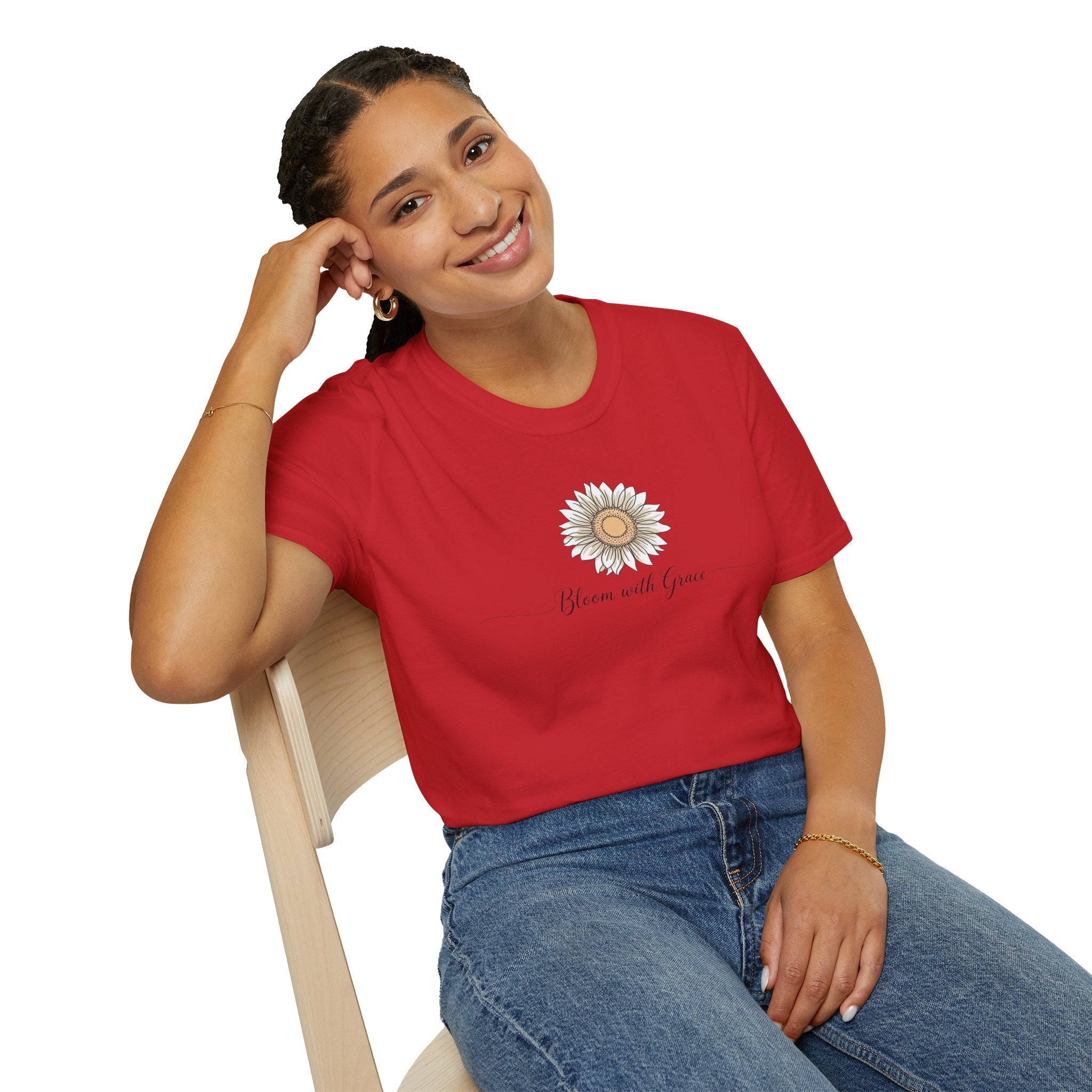 “Bloom with Grace” Sunflower T-Shirt — Floral Inspirational Graphic Tee