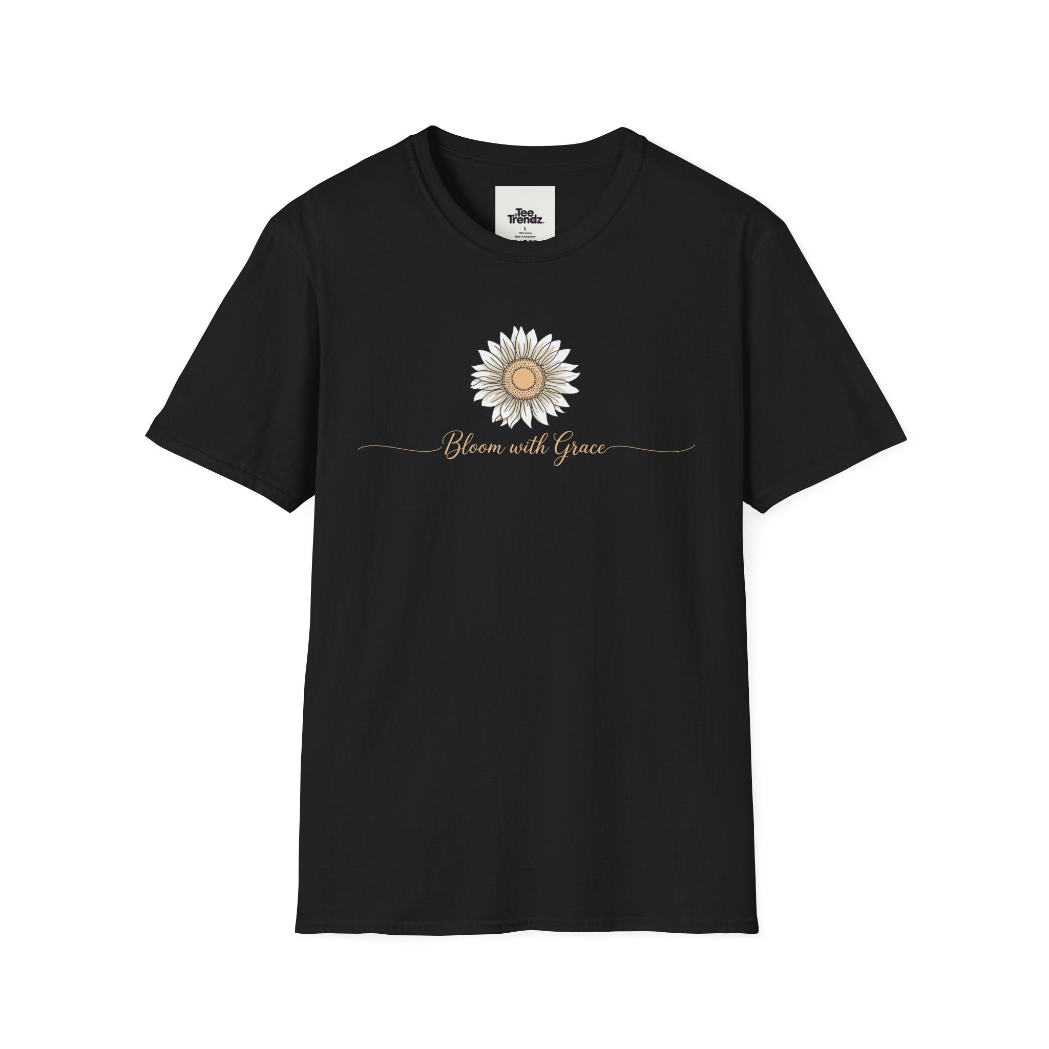 “Bloom with Grace” Sunflower T-Shirt — Floral Inspirational Graphic Tee