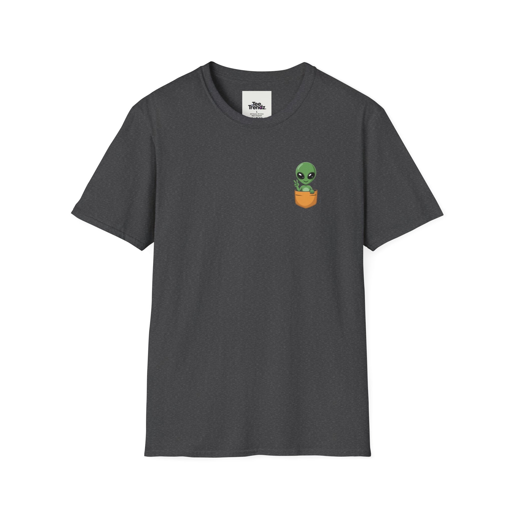 Alien Pocket T-Shirt — Cute Green Alien in Pocket Graphic Tee